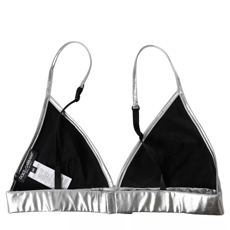 Dolce & Gabbana Silver Polyester Sleeveless Bustier Crop Top | Regal Royce