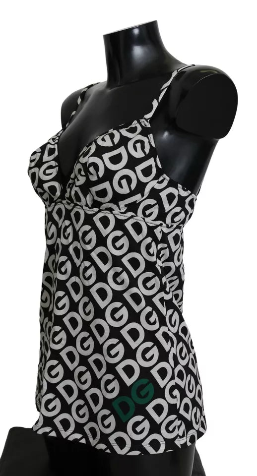 Dolce & Gabbana Black DG Mania Print Sleeveless Swimwear | Regal Royce
