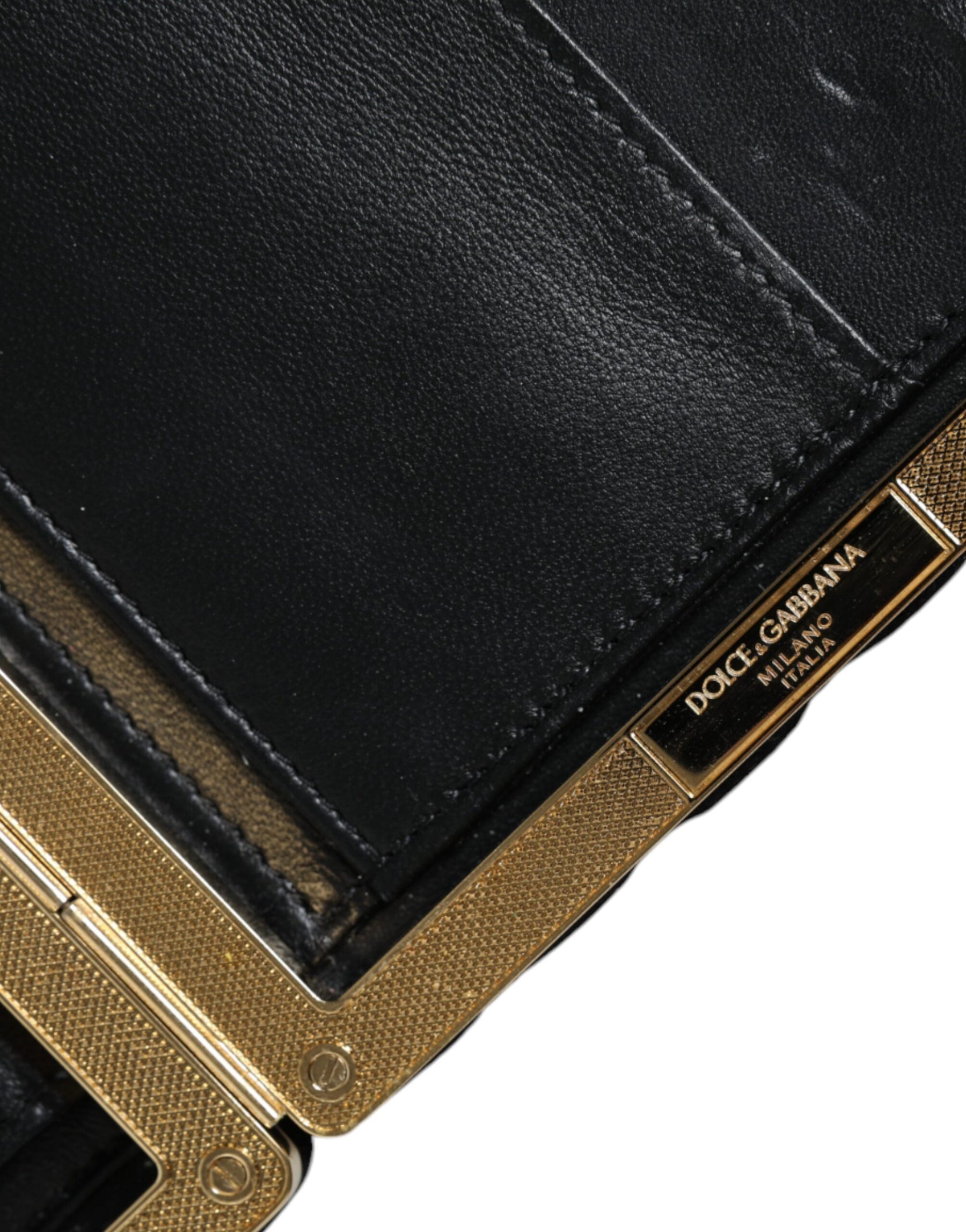 Dolce & Gabbana Bordeaux Black Velvet Gold Frame Clutch Evening Purse Bag | Regal Royce