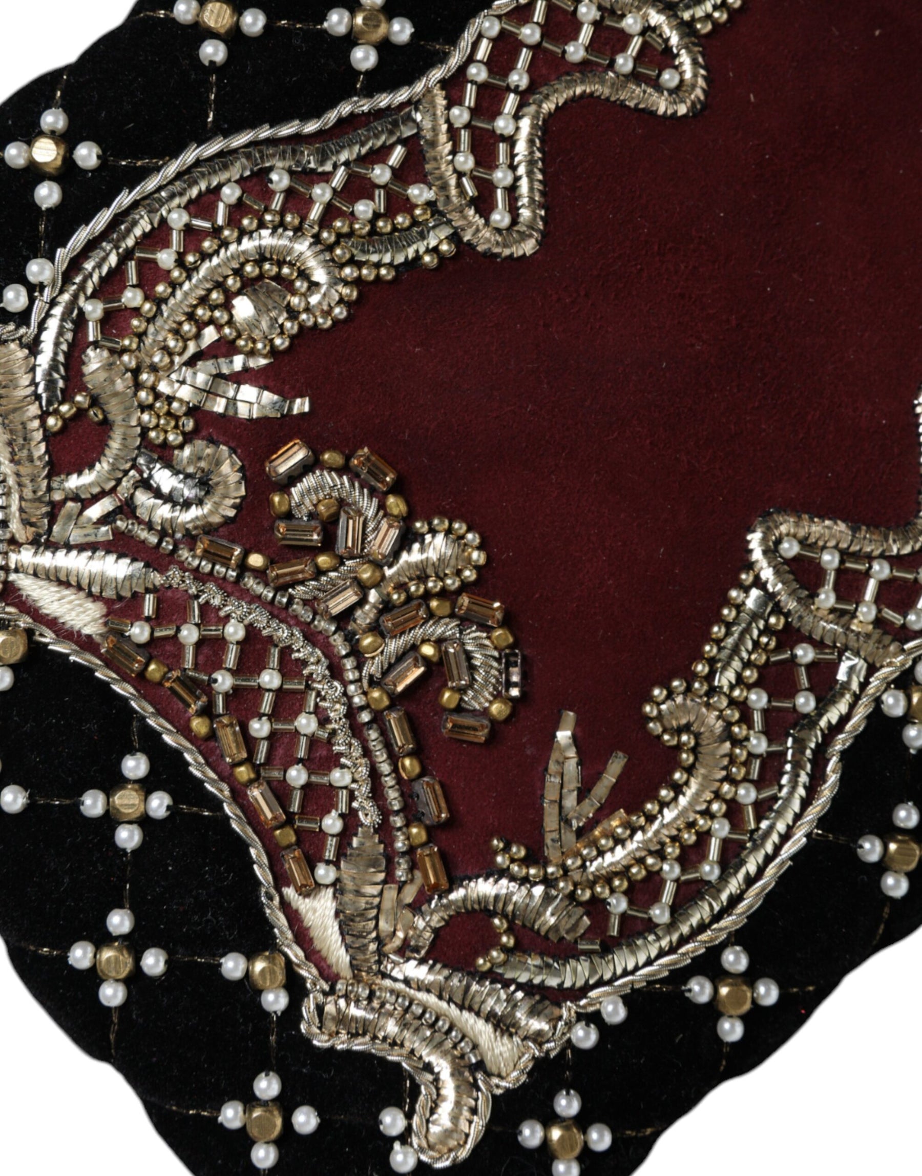 Dolce & Gabbana Bordeaux Black Velvet Gold Frame Clutch Evening Purse Bag | Regal Royce
