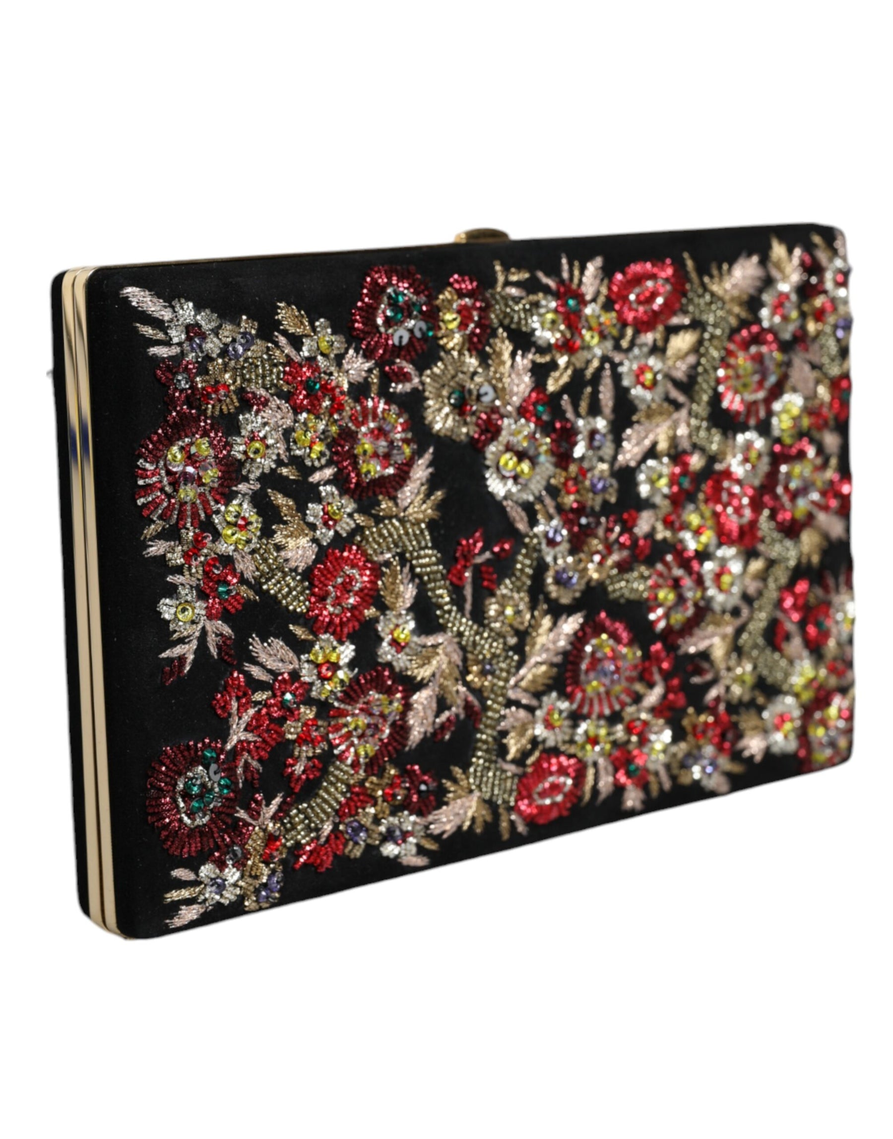 Dolce & Gabbana Multicolor Floral Gold Frame Clutch Evening Purse Bag | Regal Royce
