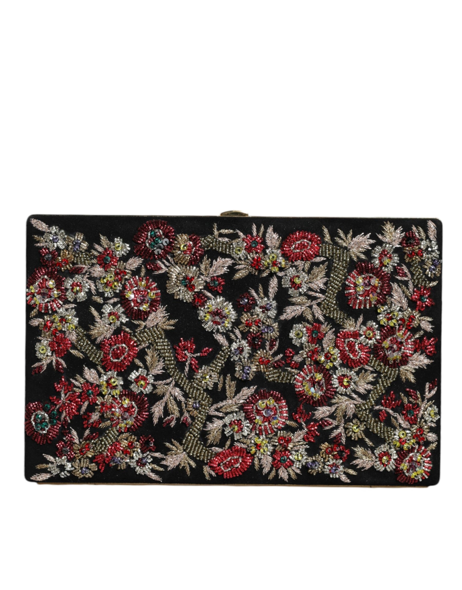 Dolce & Gabbana Multicolor Floral Gold Frame Clutch Evening Purse Bag | Regal Royce