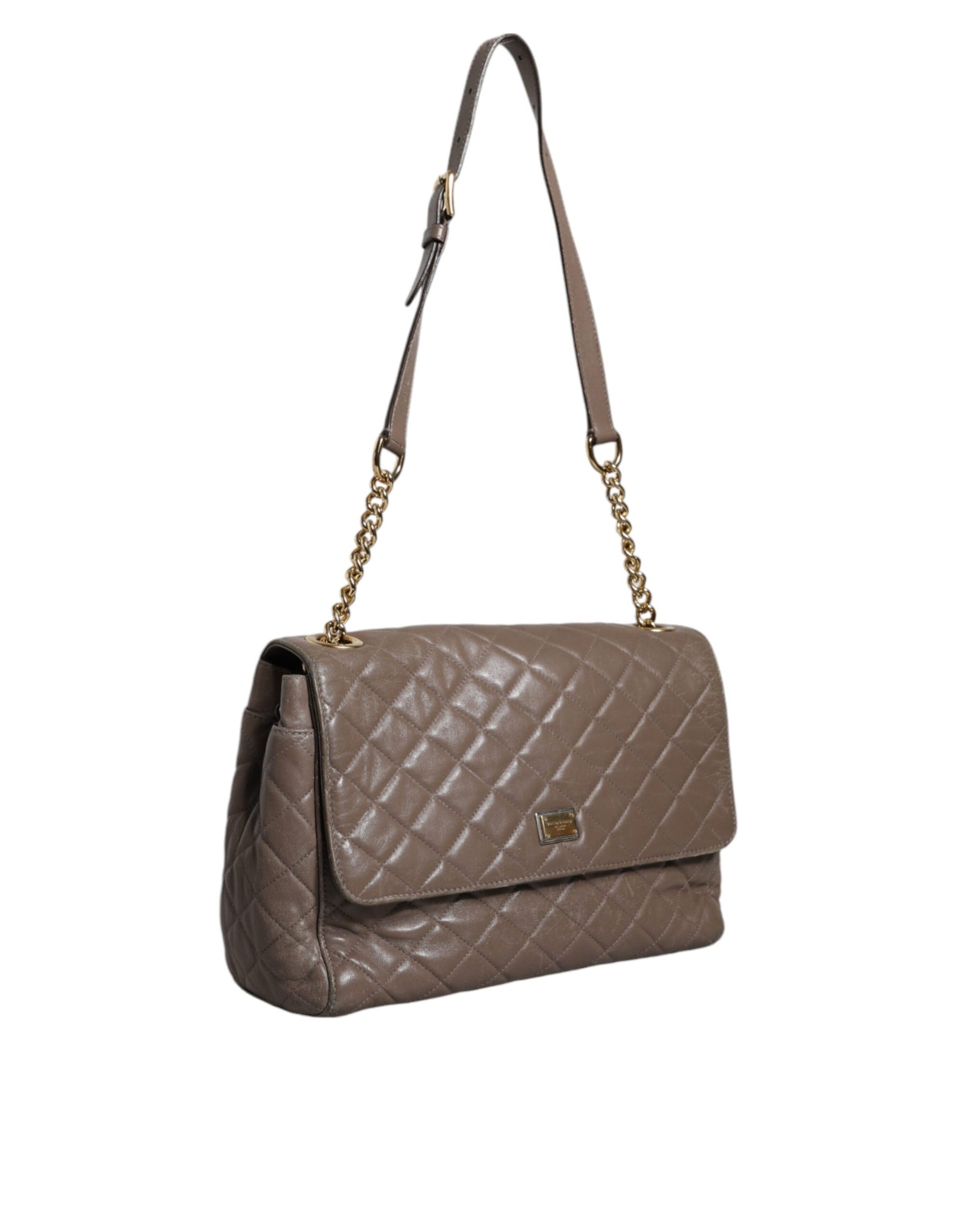 Dolce & Gabbana Brown Quilted Leather Shoulder Purse Satchel Bag | Regal Royce