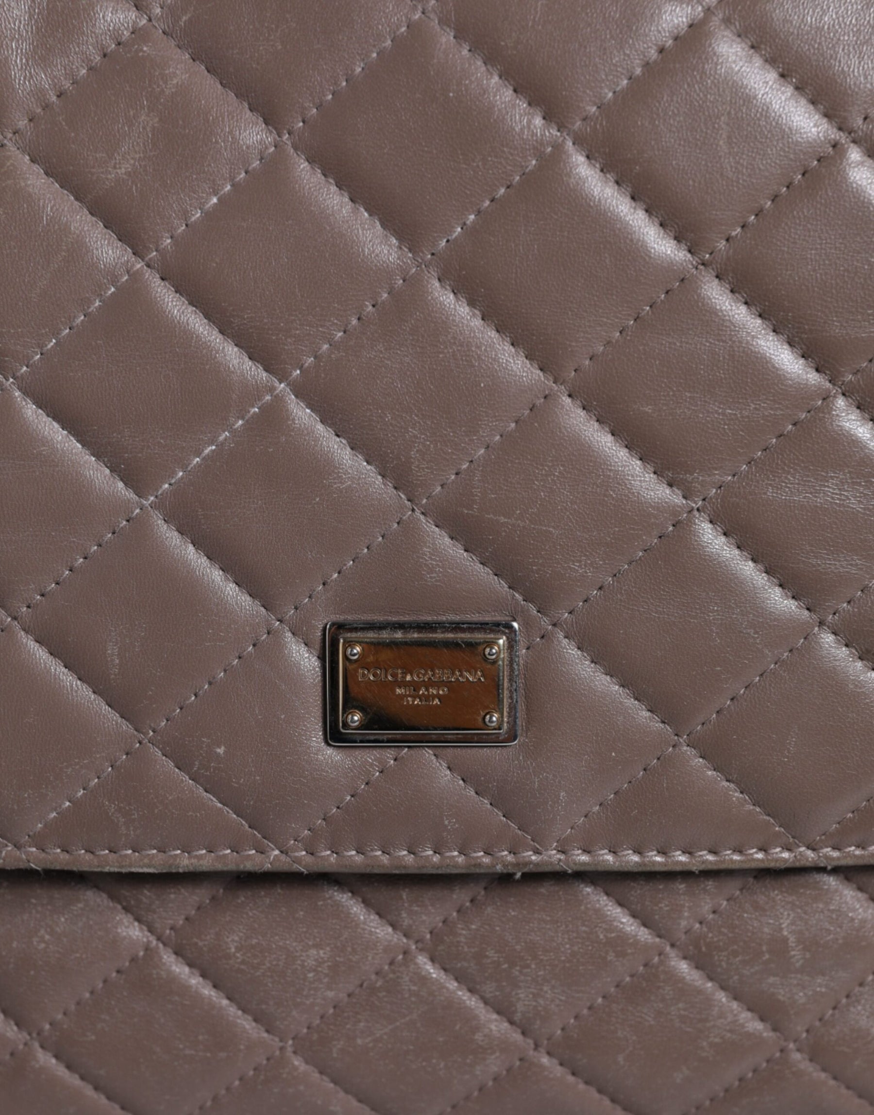 Dolce & Gabbana Brown Quilted Leather Shoulder Purse Satchel Bag | Regal Royce