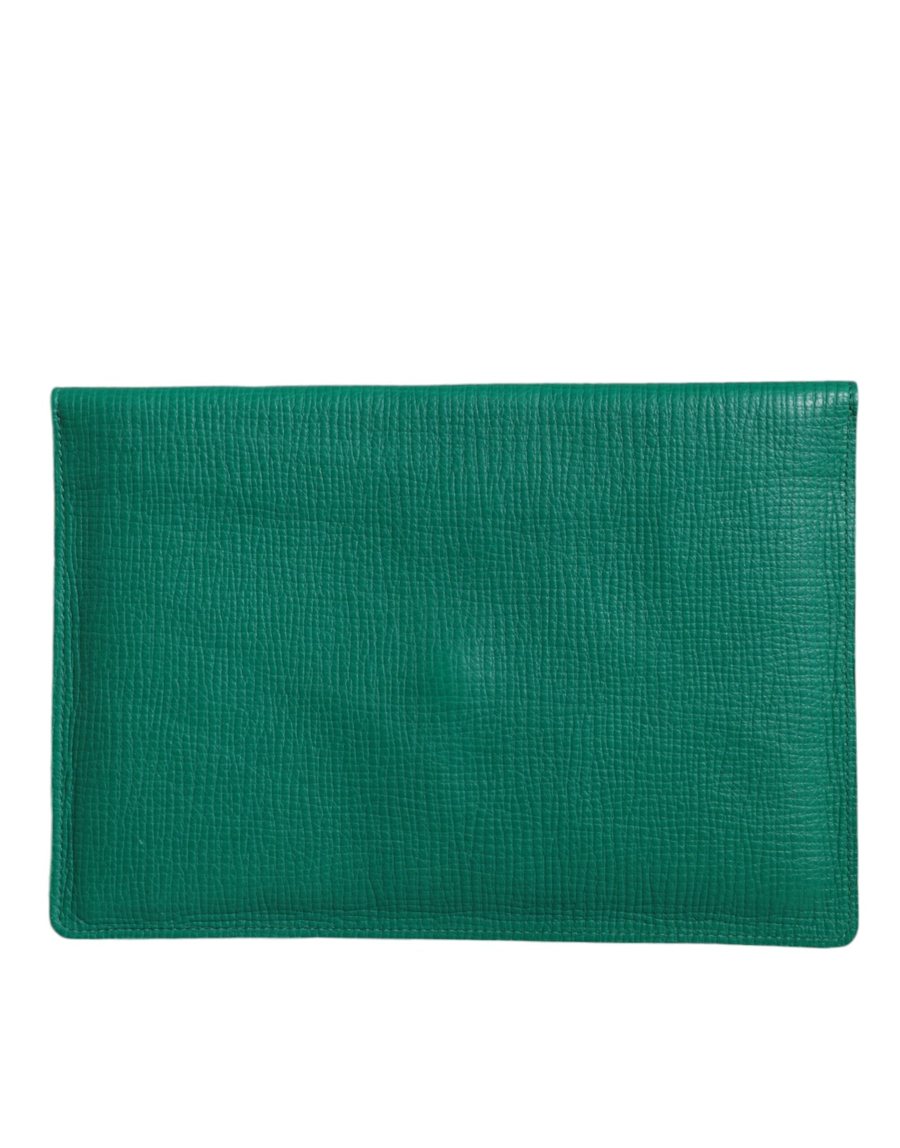 Dolce & Gabbana Green Leather Handbag Clutch Mini Purse Pouch Tablet Case | Regal Royce