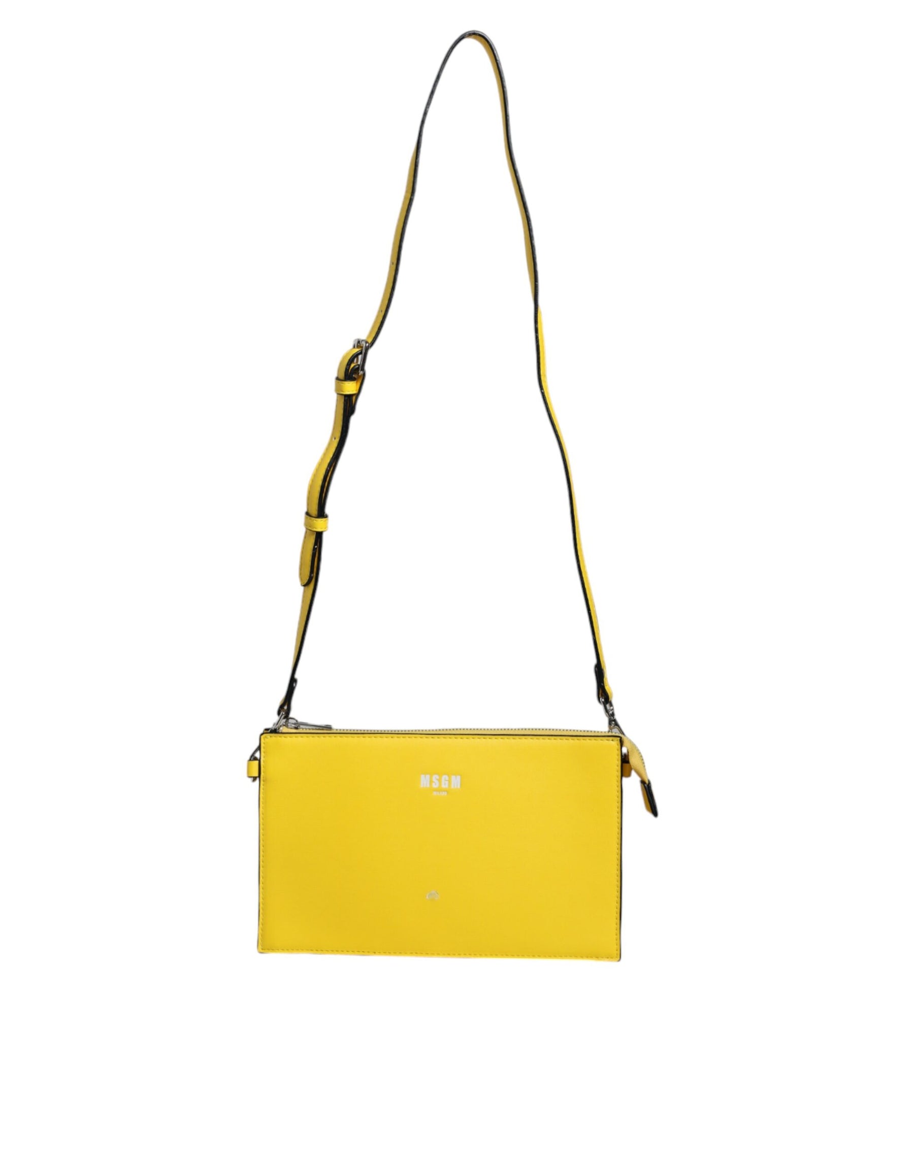MSGM Yellow Leather Logo Crossbody Sling Shoulder Bag | Regal Royce