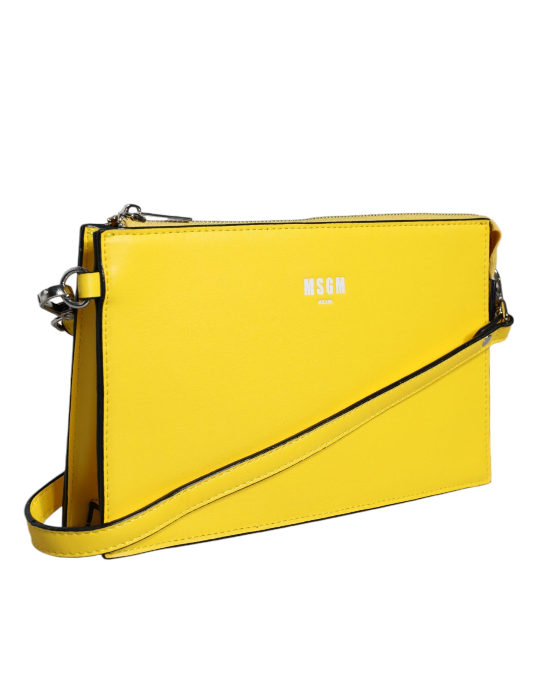 MSGM Yellow Leather Logo Crossbody Sling Shoulder Bag | Regal Royce