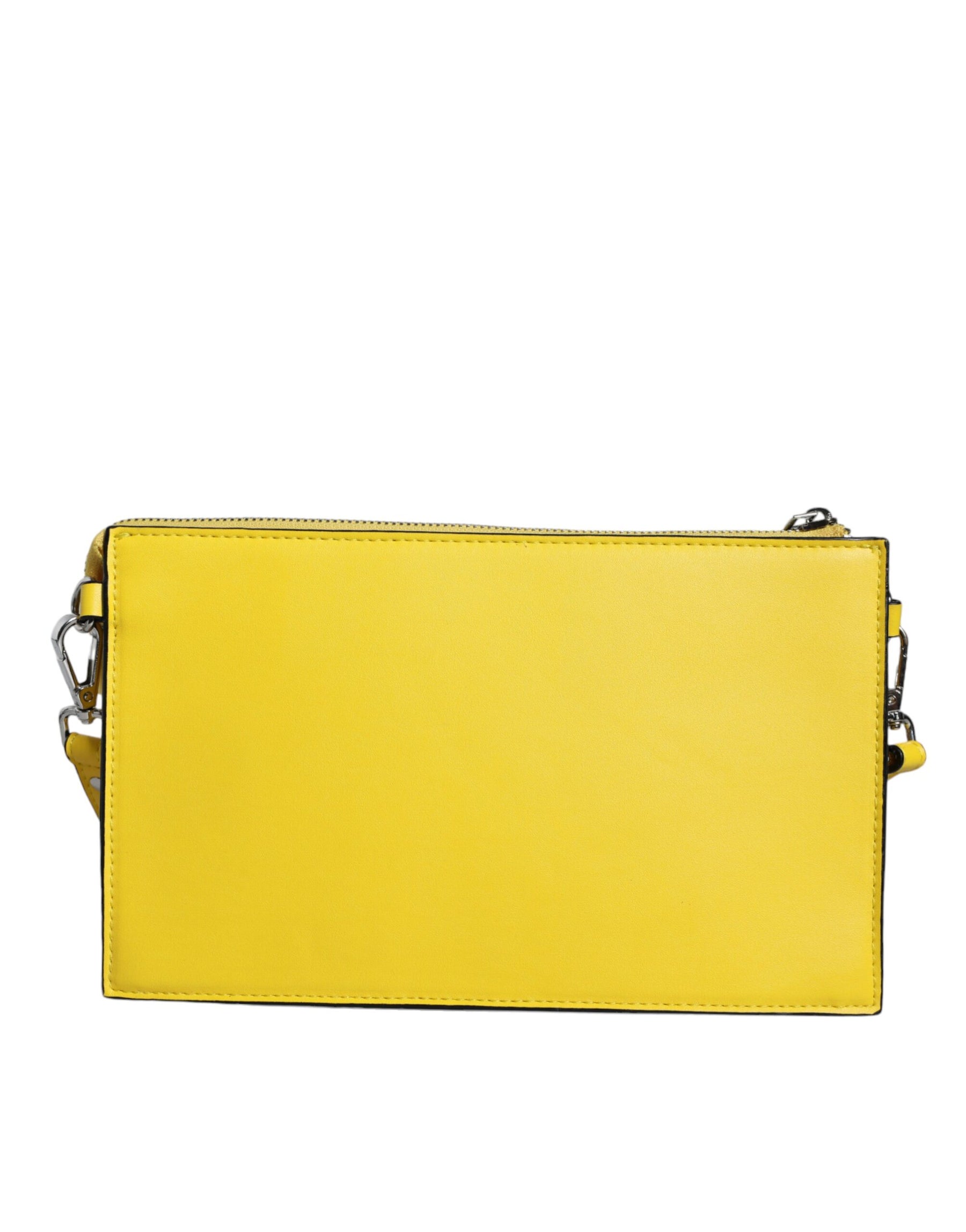 MSGM Yellow Leather Logo Crossbody Sling Shoulder Bag | Regal Royce
