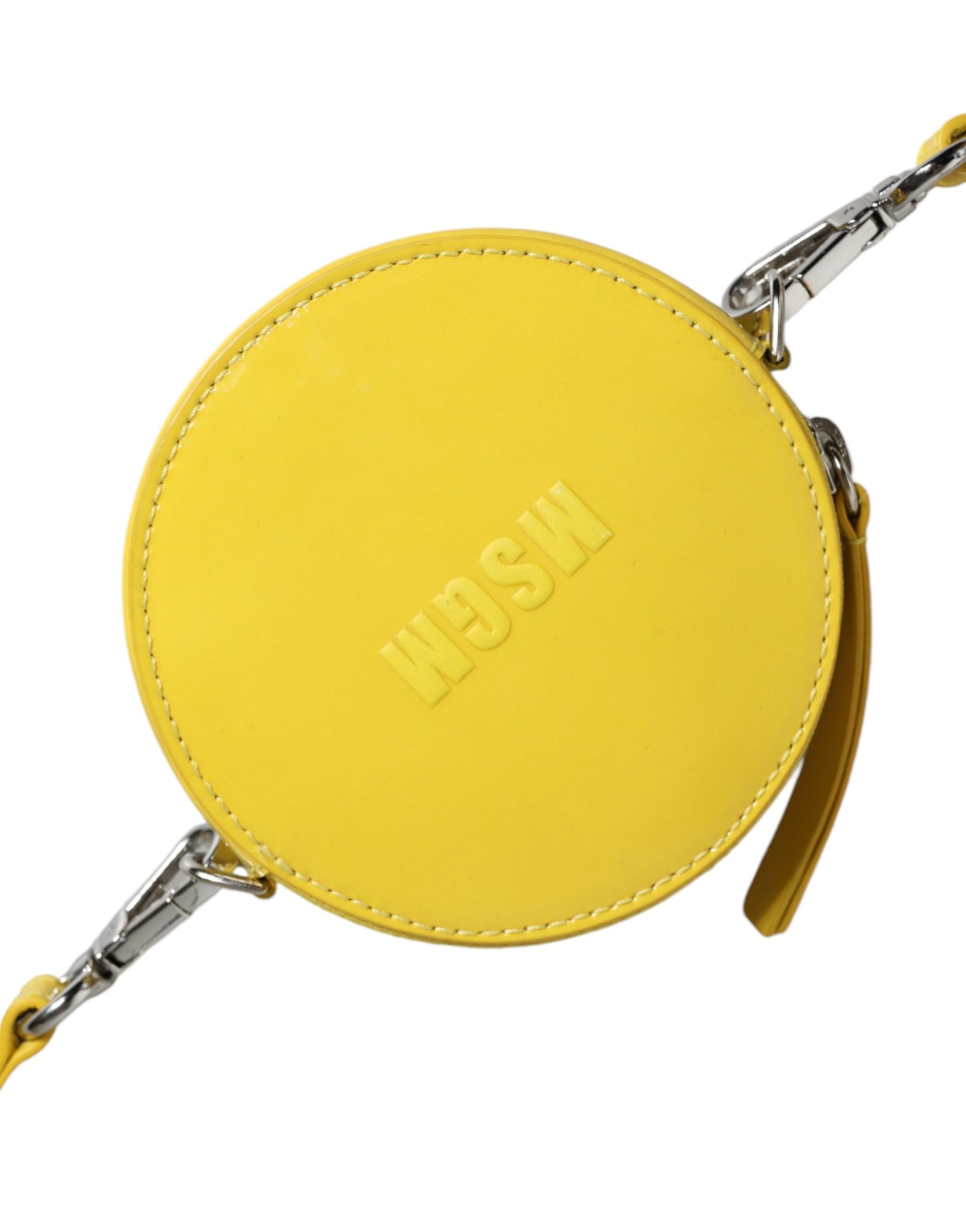 MSGM Yellow Leather Logo Crossbody Sling Shoulder Round Bag | Regal Royce