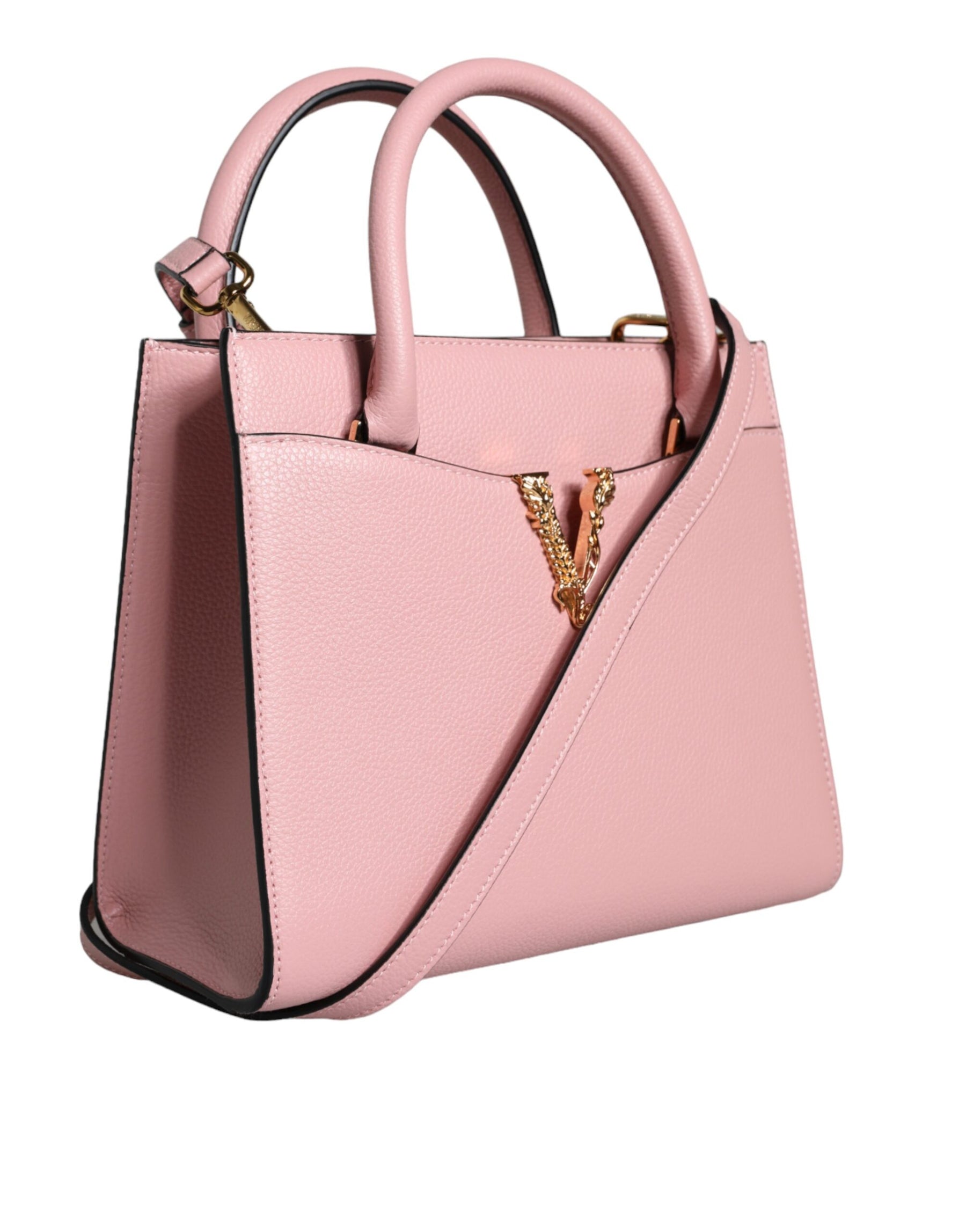 Versace Pink Small Top Handle Grainy Calf Leather Crossbody Bag | Regal Royce