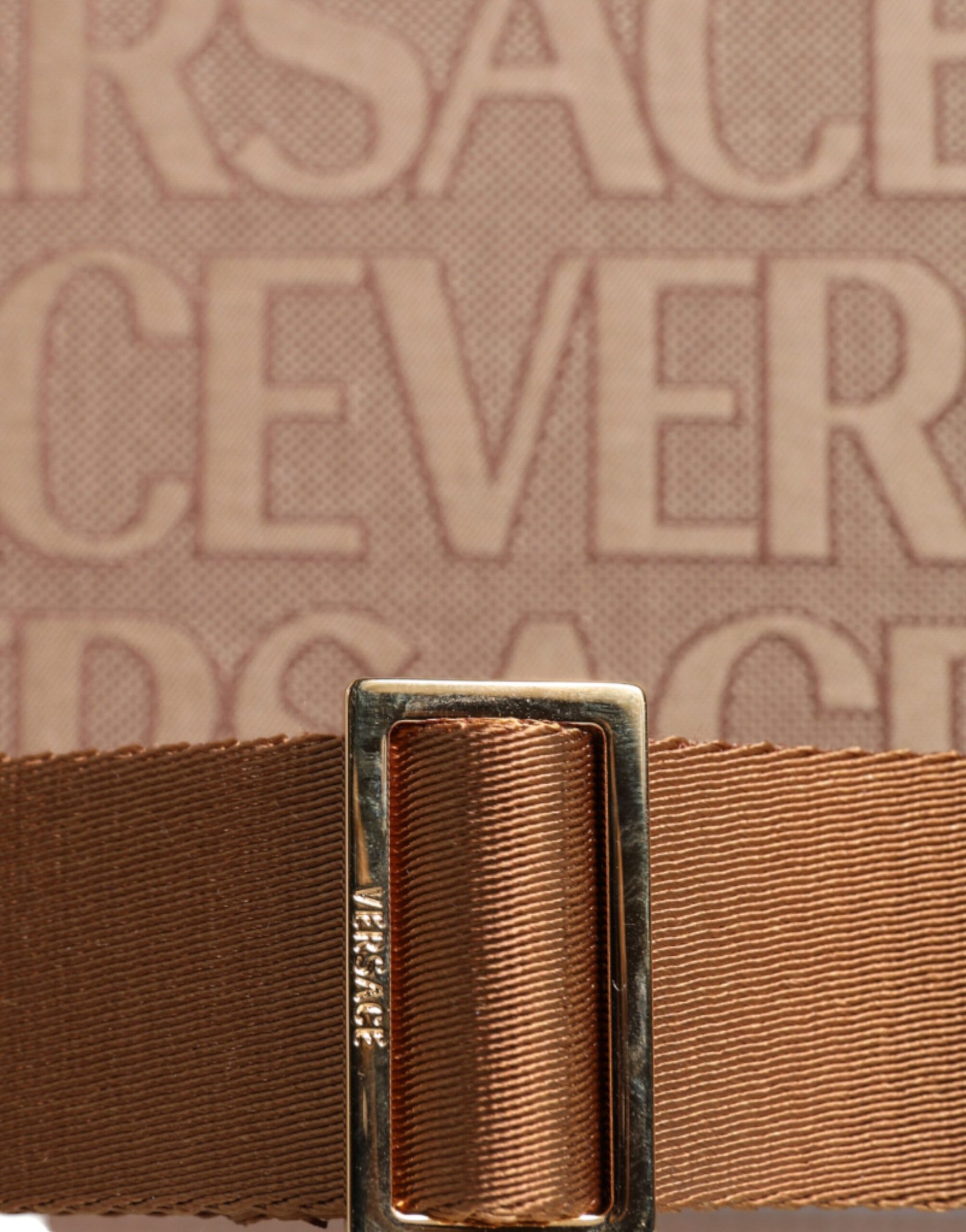 Versace Brown Top Handle Jacquard Leather Logo Crossbody Tote Bag | Regal Royce