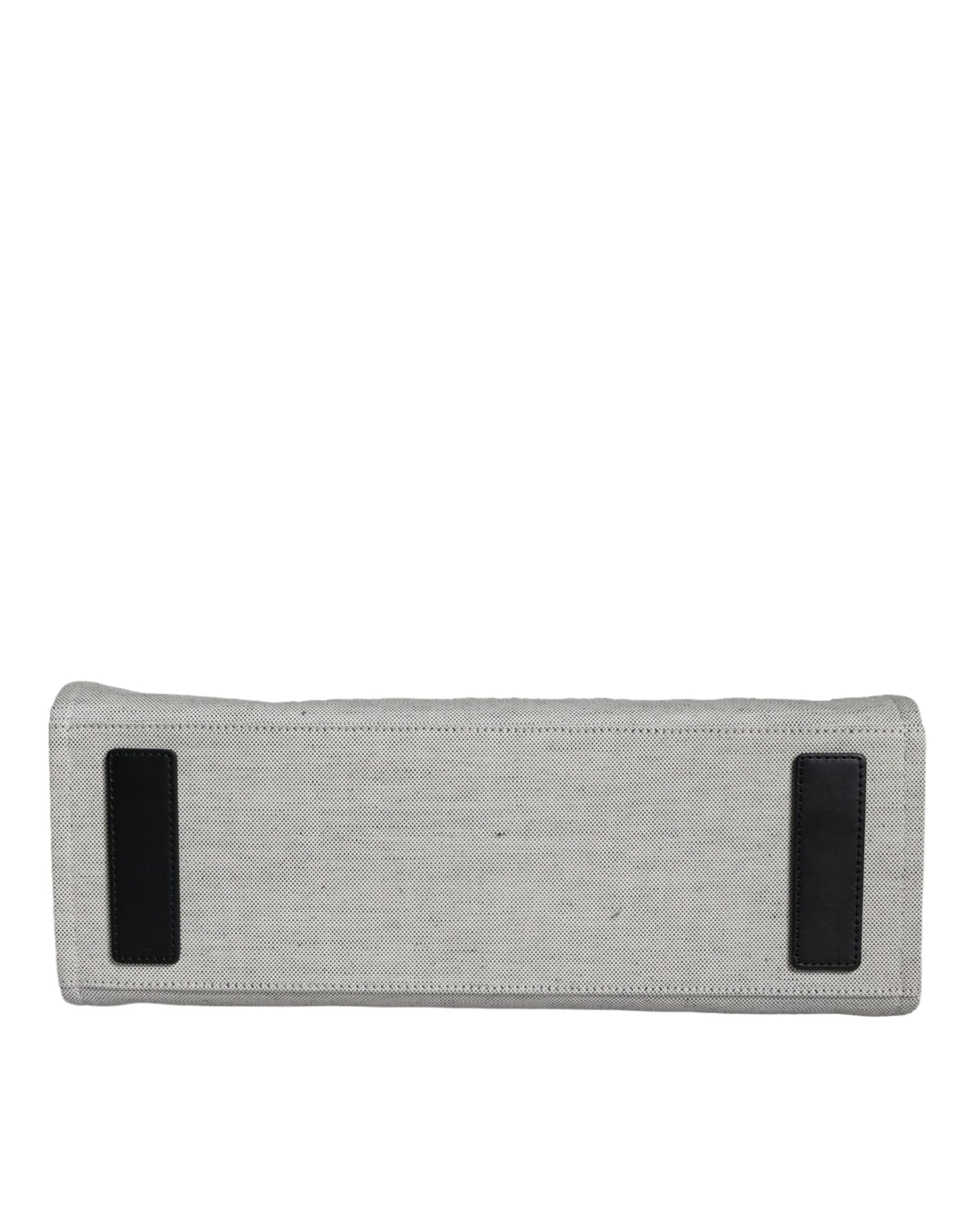 Versace White Top Handle Canvas Leather Logo Crossbody Tote Bag | Regal Royce