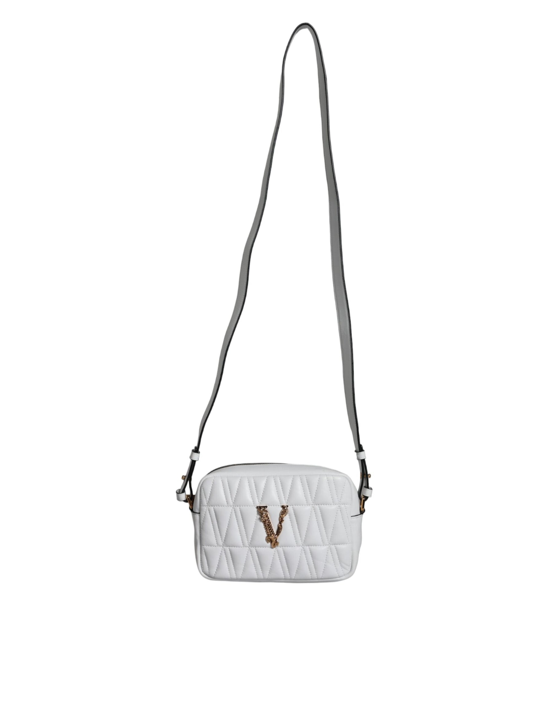 Versace White Quilted Nappa Leather Crossbody Shoulder Bag | Regal Royce