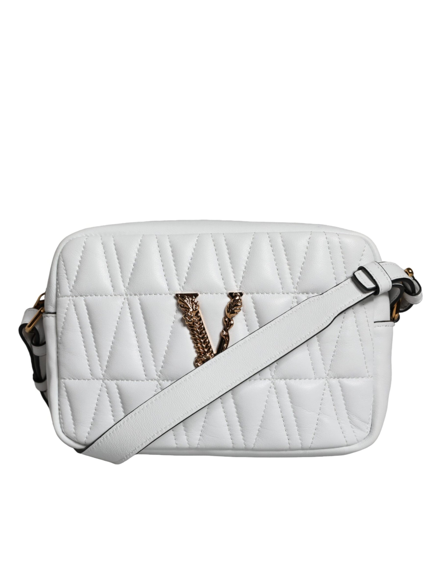 Versace White Quilted Nappa Leather Crossbody Shoulder Bag | Regal Royce