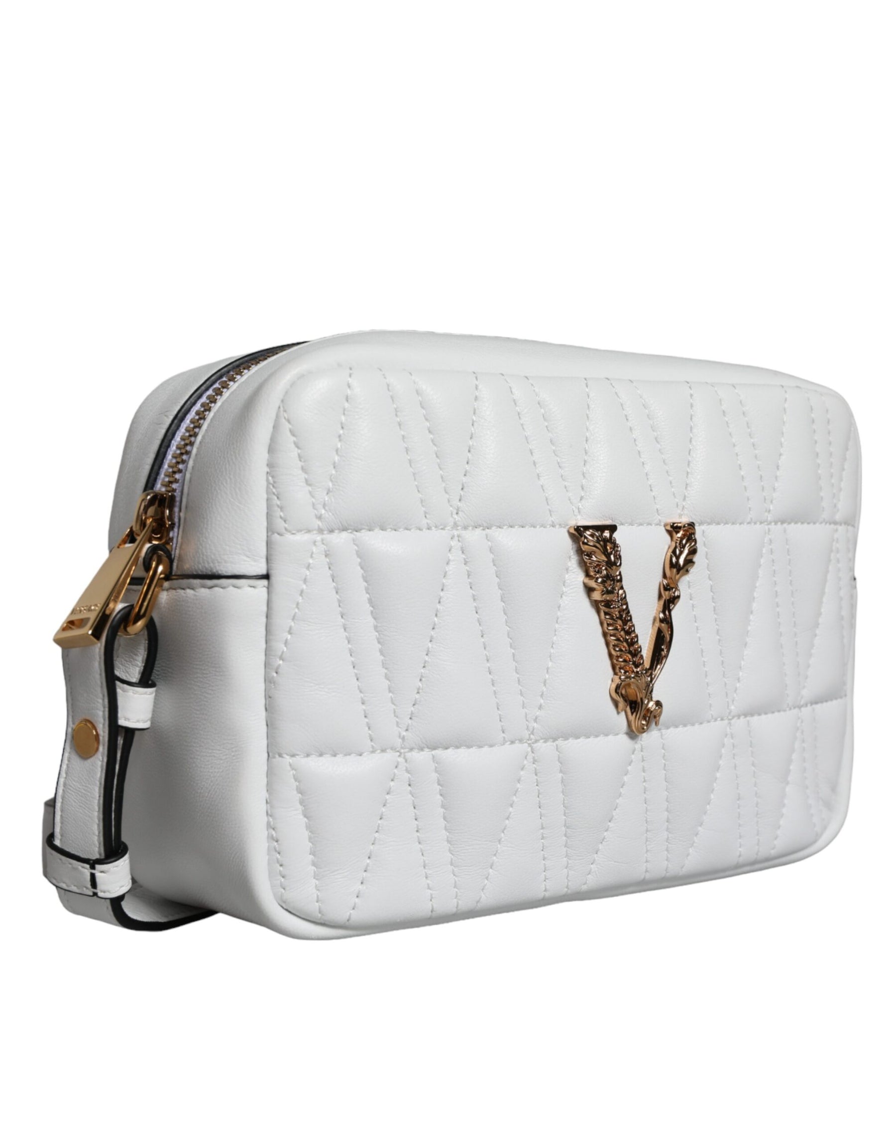 Versace White Quilted Nappa Leather Crossbody Shoulder Bag | Regal Royce
