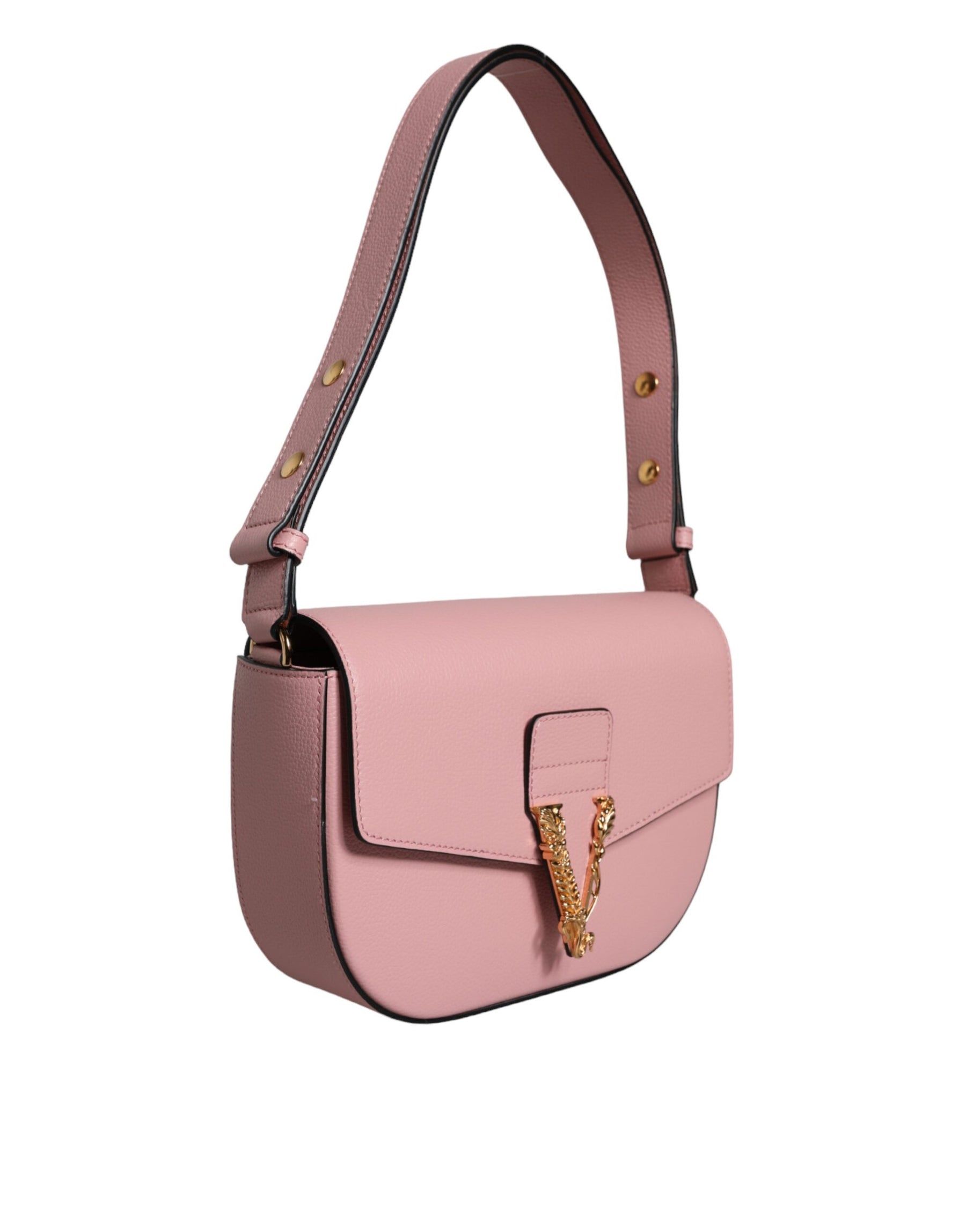 Versace Pink Grainy Calf Leather Logo Crossbody Shoulder Bag | Regal Royce