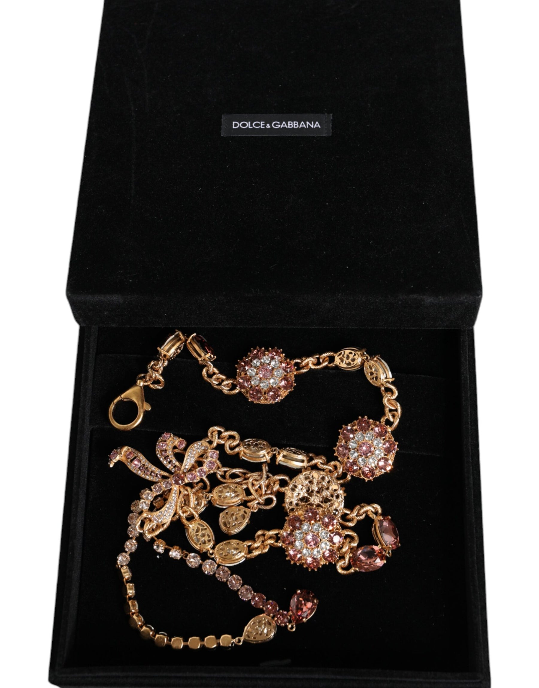 Dolce & Gabbana Gold Tone Brass Crystal Embellished Waist Chain Belt | Regal Royce