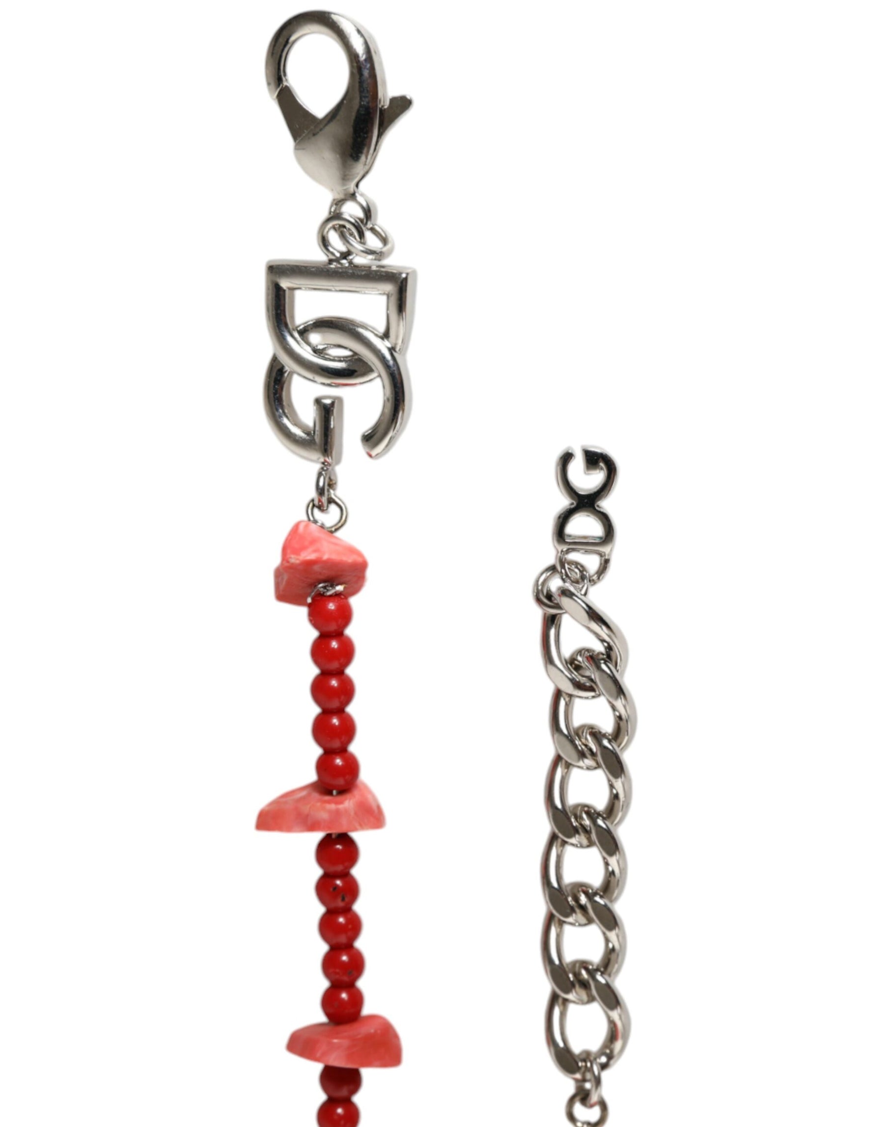 Dolce & Gabbana Silver Tone Brass Beaded Resin DG Logo Chain Bracelet | Regal Royce