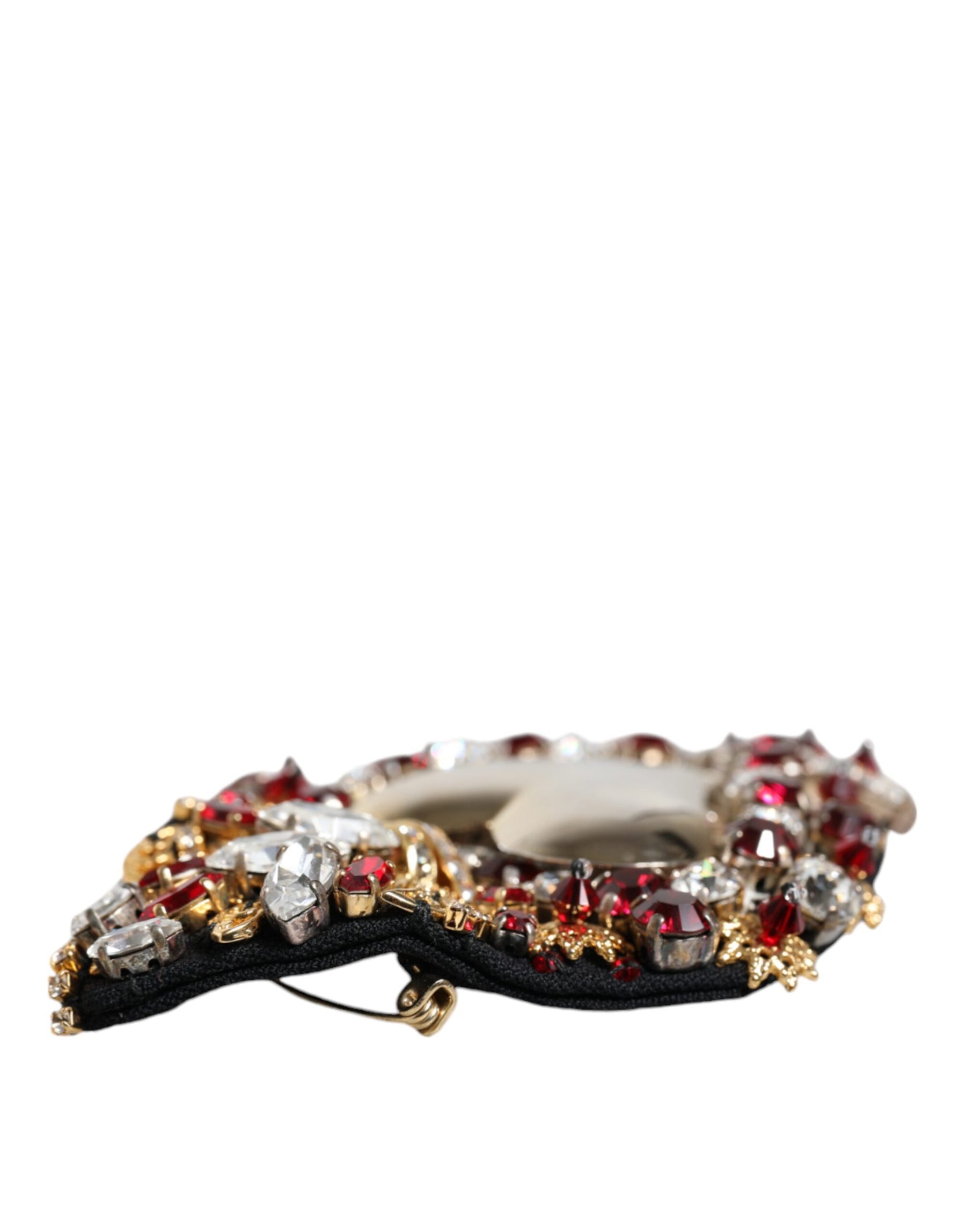 Dolce & Gabbana Gold Tone Brass Sacred Heart Crystal Embellished Brooch | Regal Royce