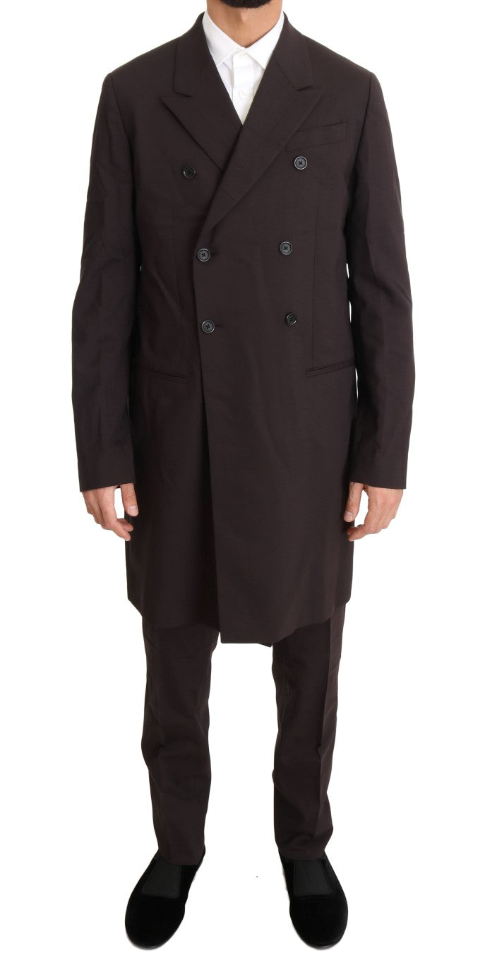 Dolce & Gabbana Bordeaux Wool Stretch Long 3 Piece Suit | Regal Royce
