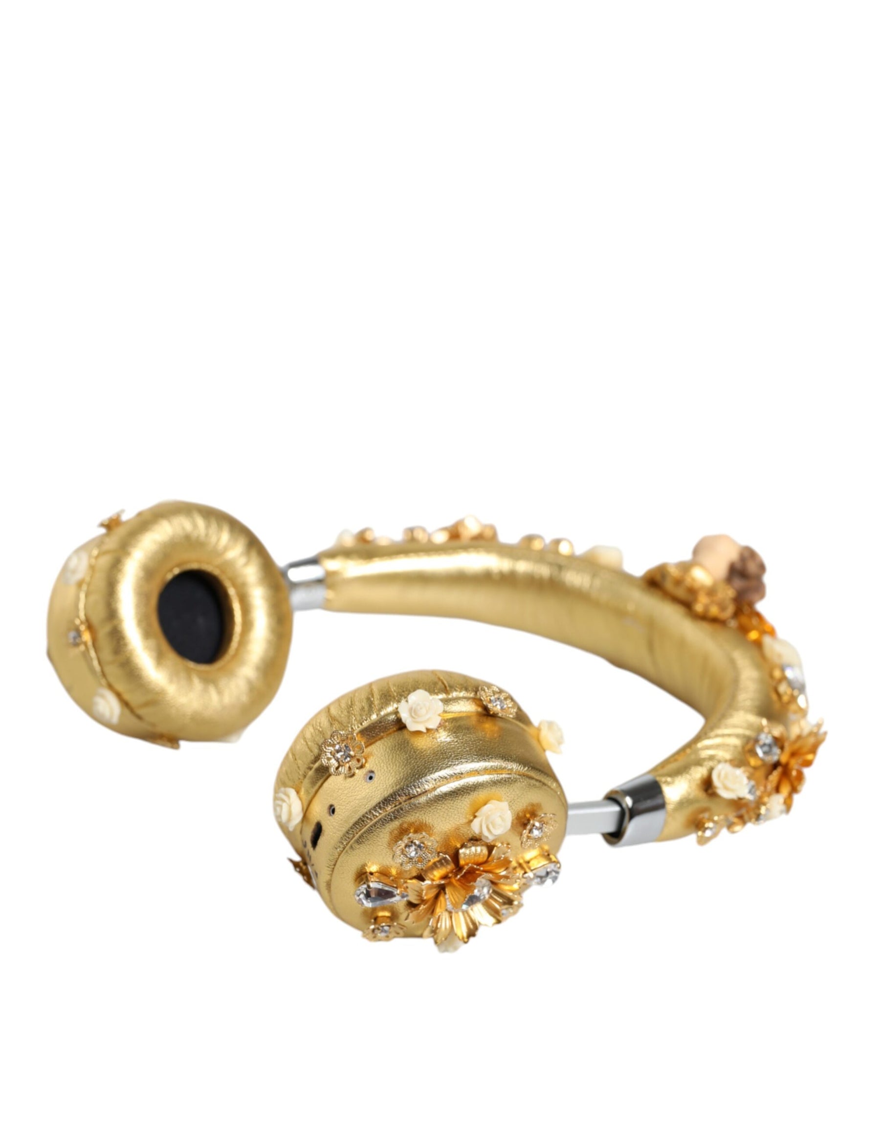 Dolce & Gabbana Gold Leather Floral Crystal Angel Headset Headphones | Regal Royce