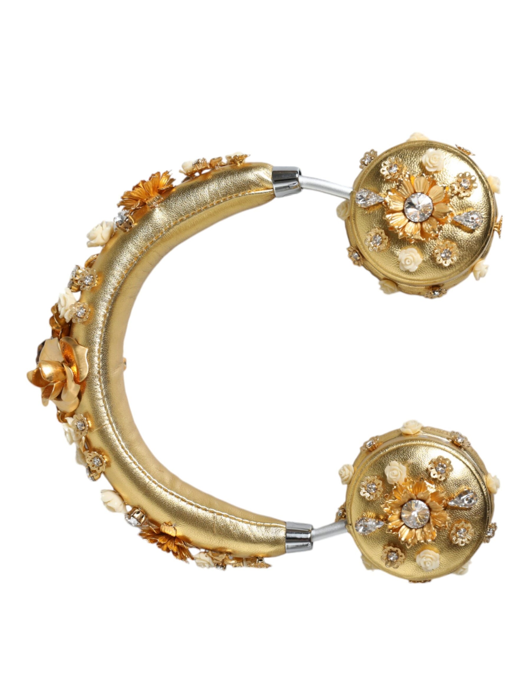 Dolce & Gabbana Gold Leather Floral Crystal Angel Headset Headphones | Regal Royce