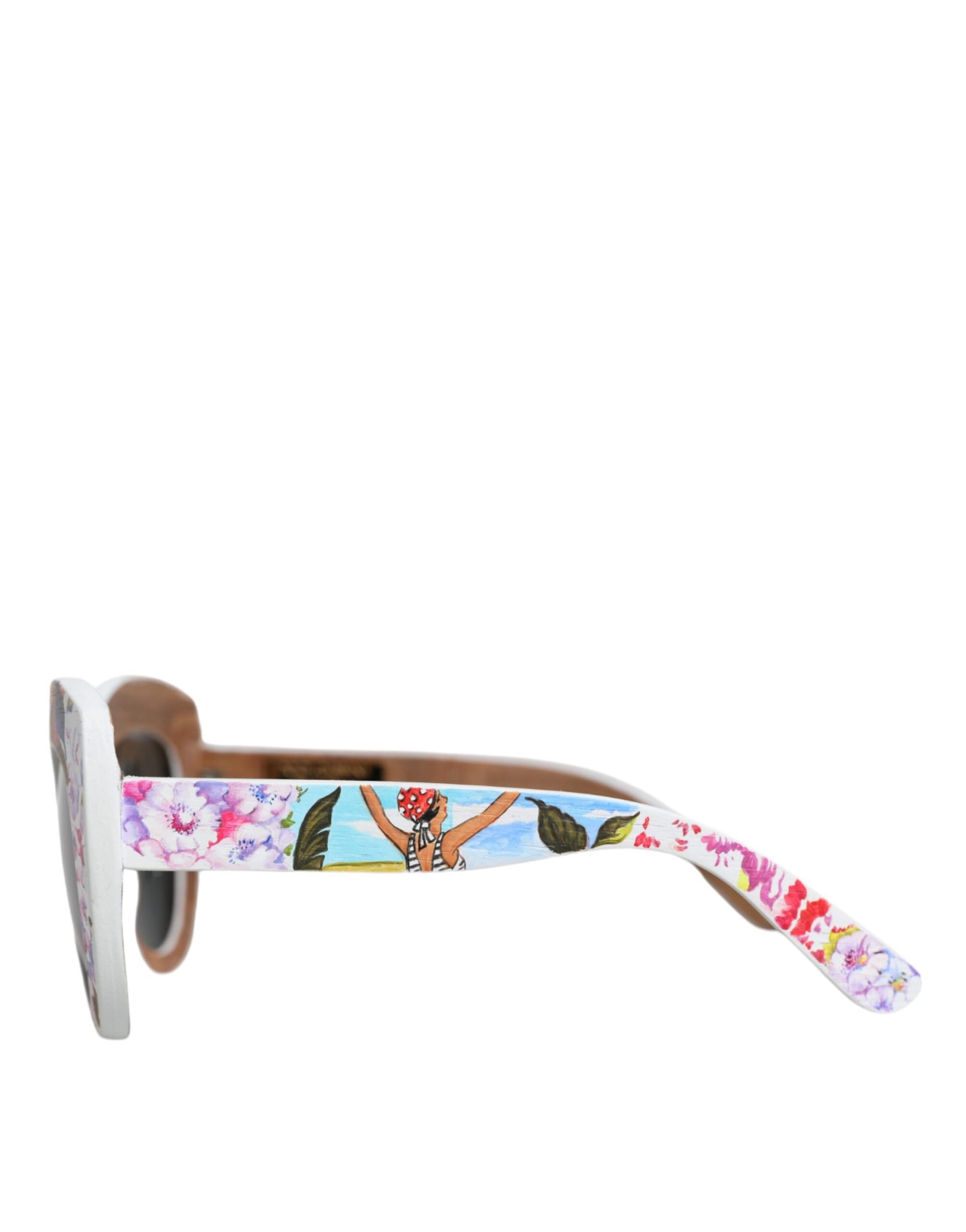 Dolce & Gabbana Multicolor Wood Crystal Brass Frame Floral Hand Paint Sunglasses | Regal Royce