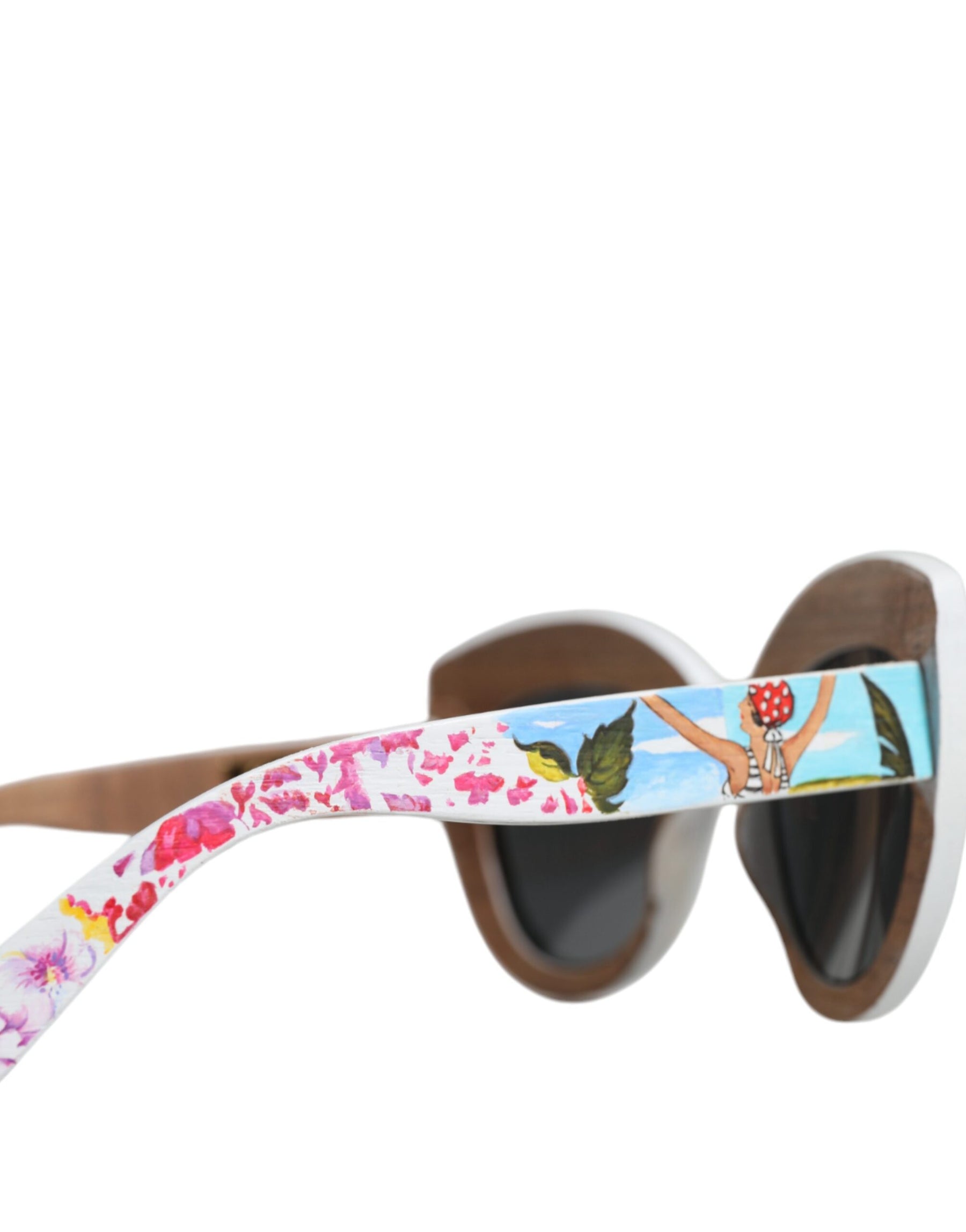 Dolce & Gabbana Multicolor Wood Crystal Brass Frame Floral Hand Paint Sunglasses | Regal Royce
