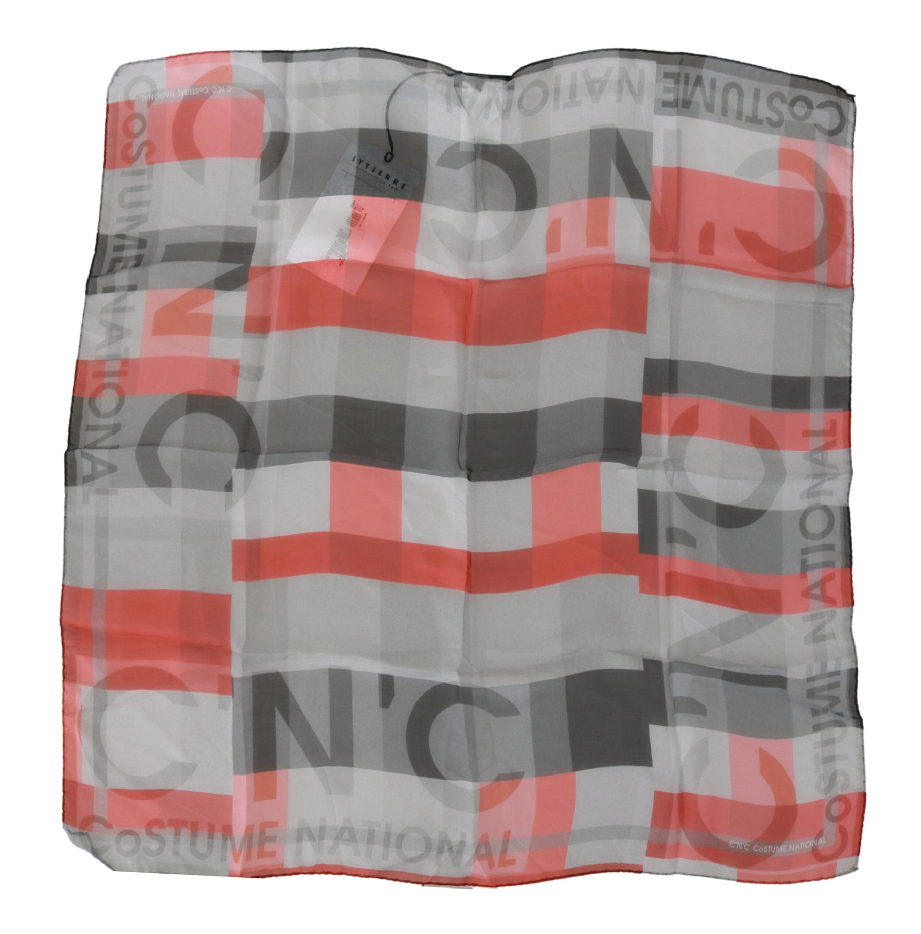 Costume National Gray Red 100% Silk Branded Scarf | Regal Royce