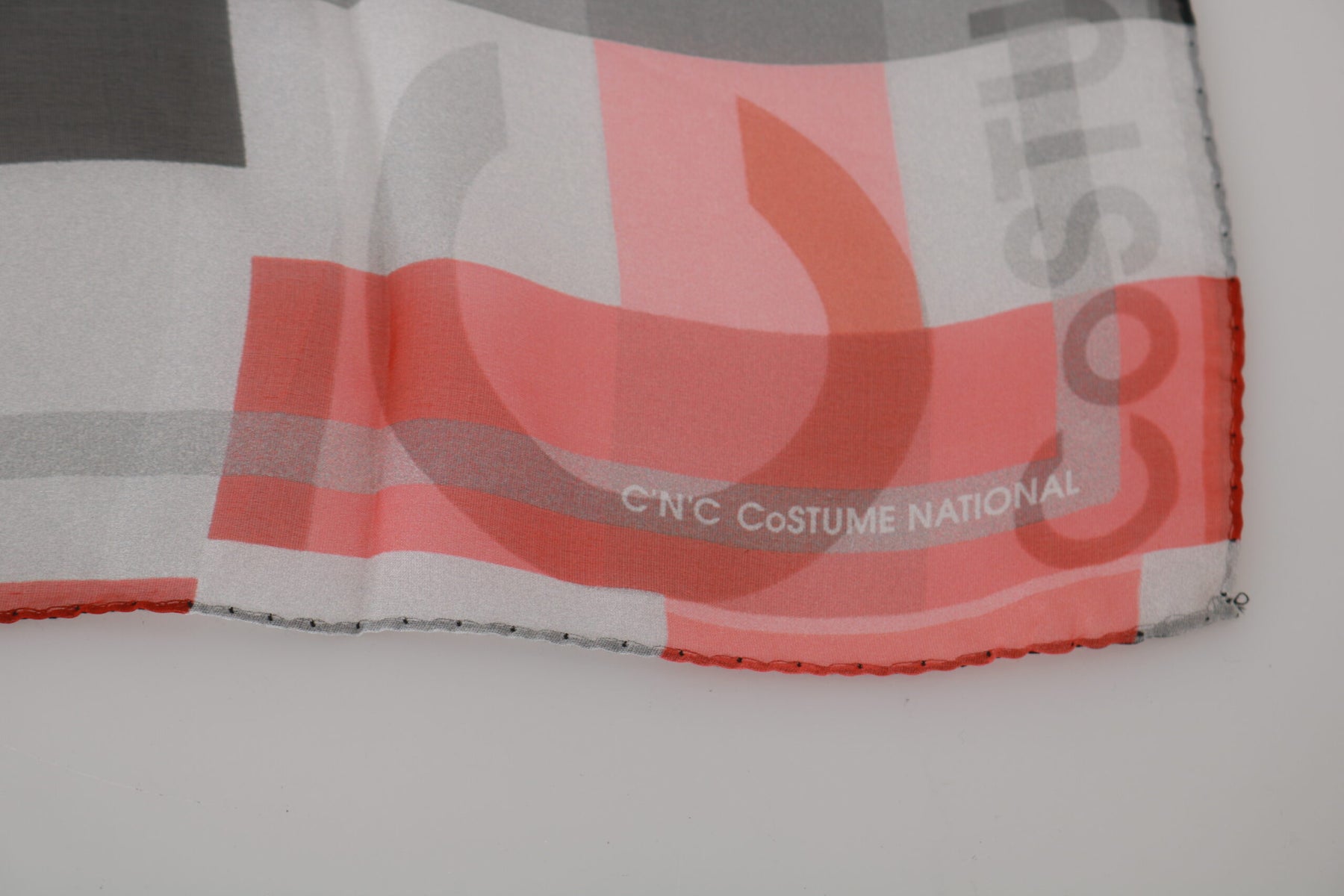 Costume National Gray Red 100% Silk Branded Scarf | Regal Royce