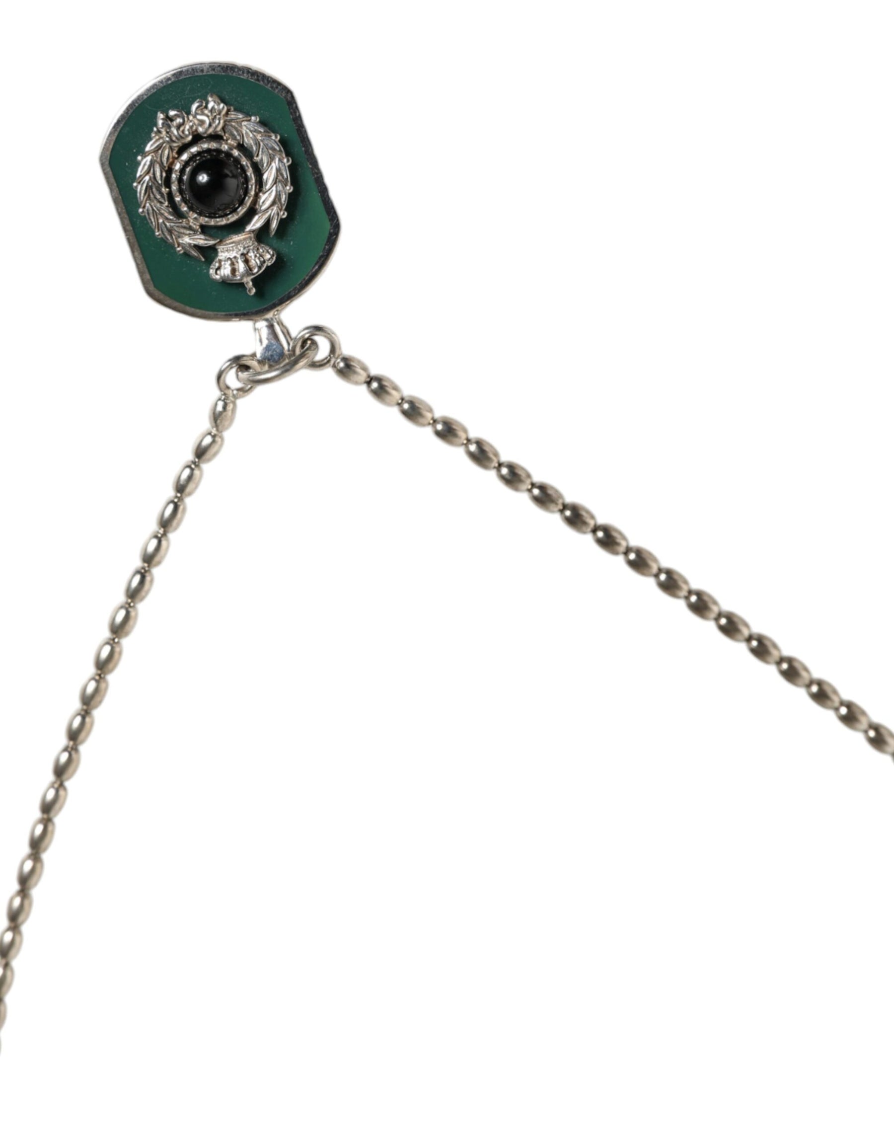 Dolce & Gabbana Sterling Silver 925 Chain Bar Gem Pendant Logo Necklace | Regal Royce