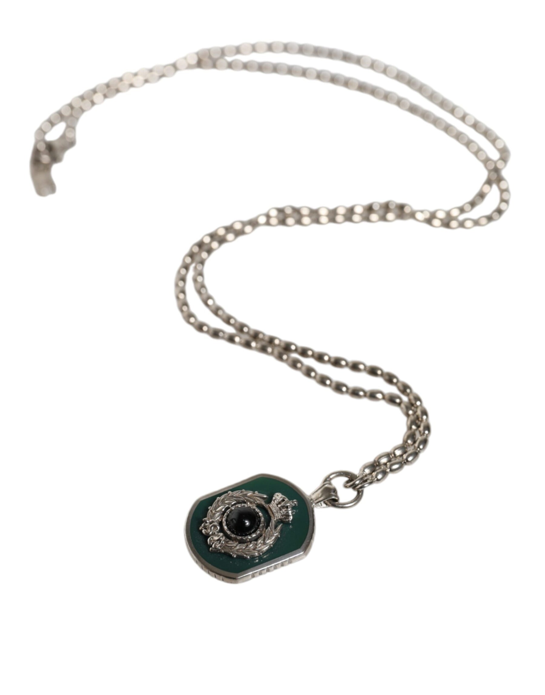 Dolce & Gabbana Sterling Silver 925 Chain Bar Gem Pendant Logo Necklace | Regal Royce