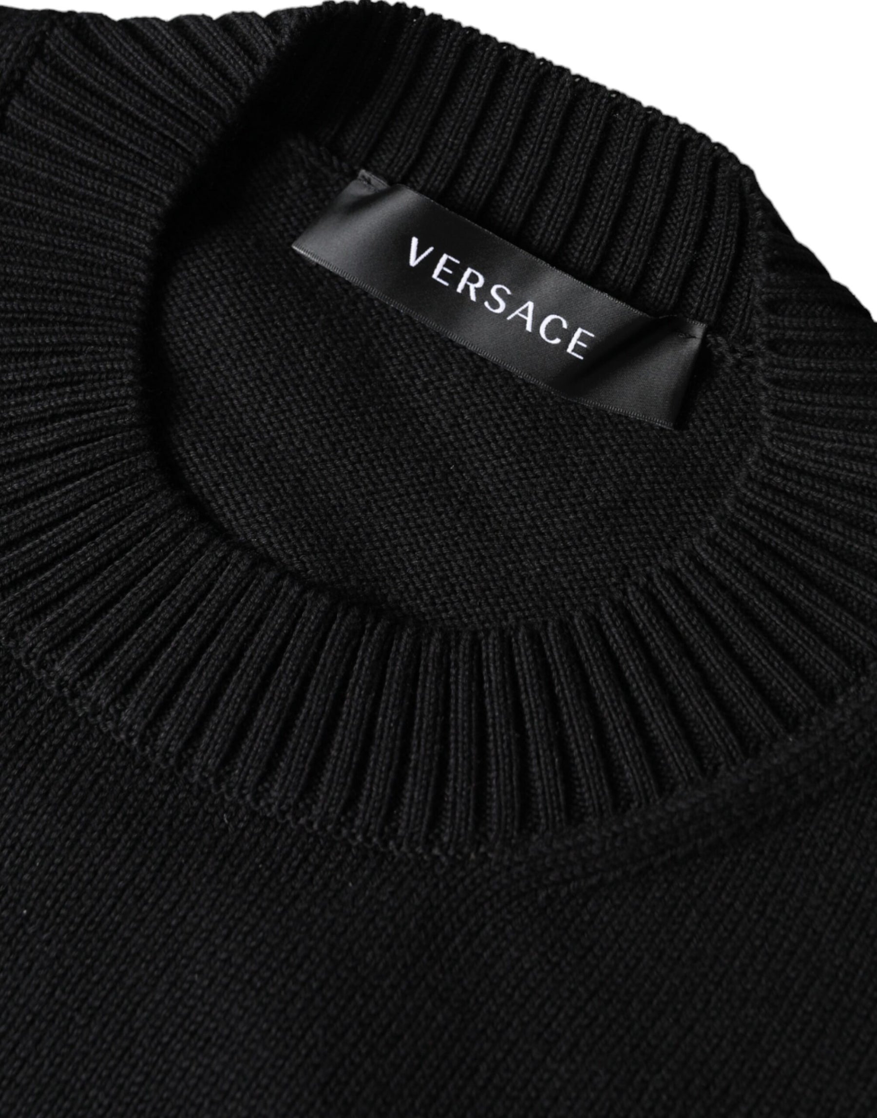 Versace Black Medusa Embroidery Crew Neck Pullover Sweater | Regal Royce