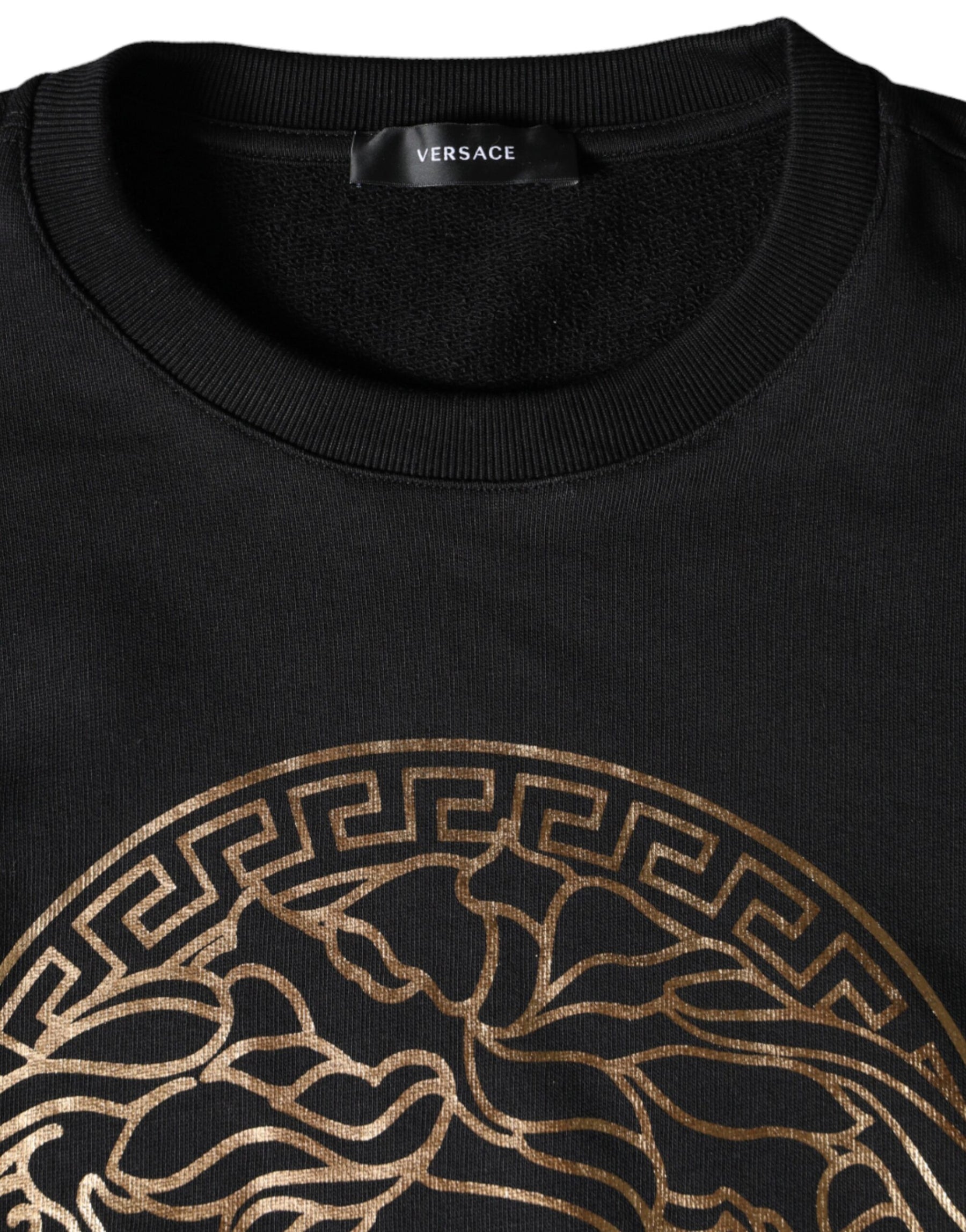 Versace Black Medusa Fleece Cotton Crew Neck Sweatshirt Sweater | Regal Royce