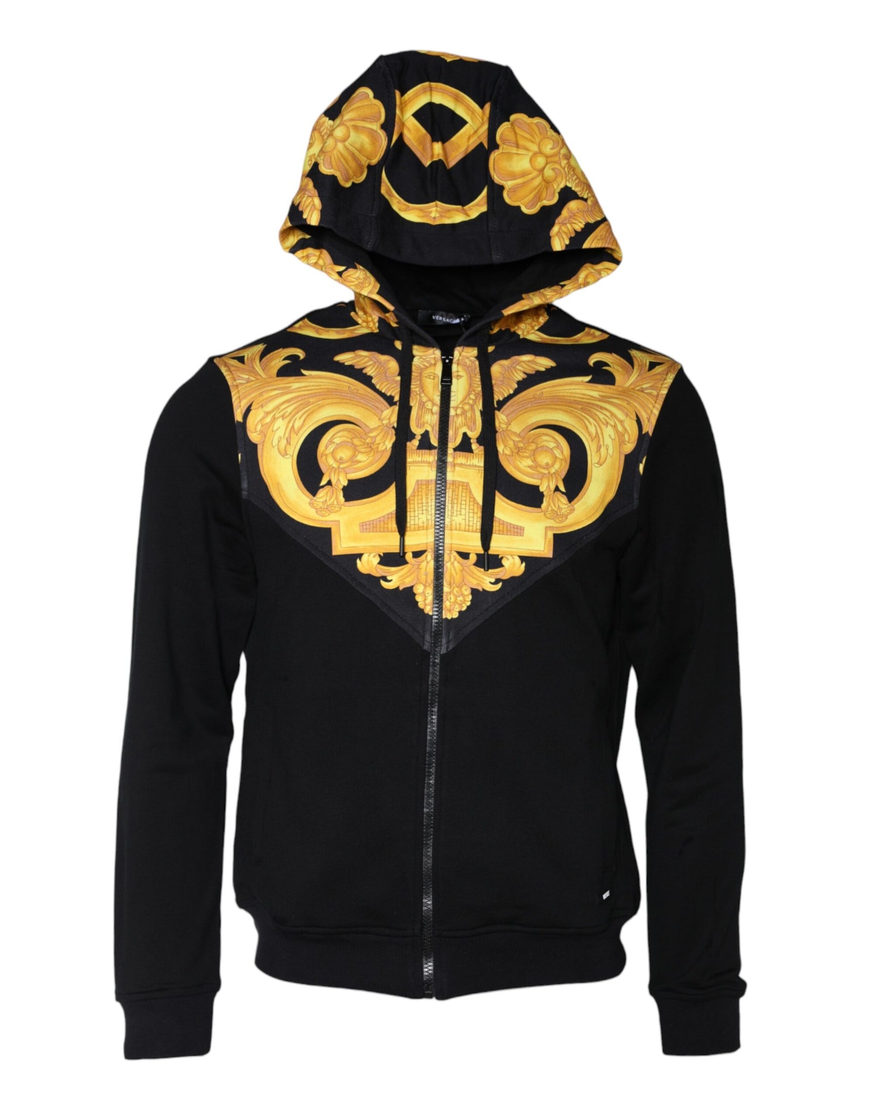Versace Black Medusa Print Cotton Full Zip HoodieSweatshirt Sweater | Regal Royce