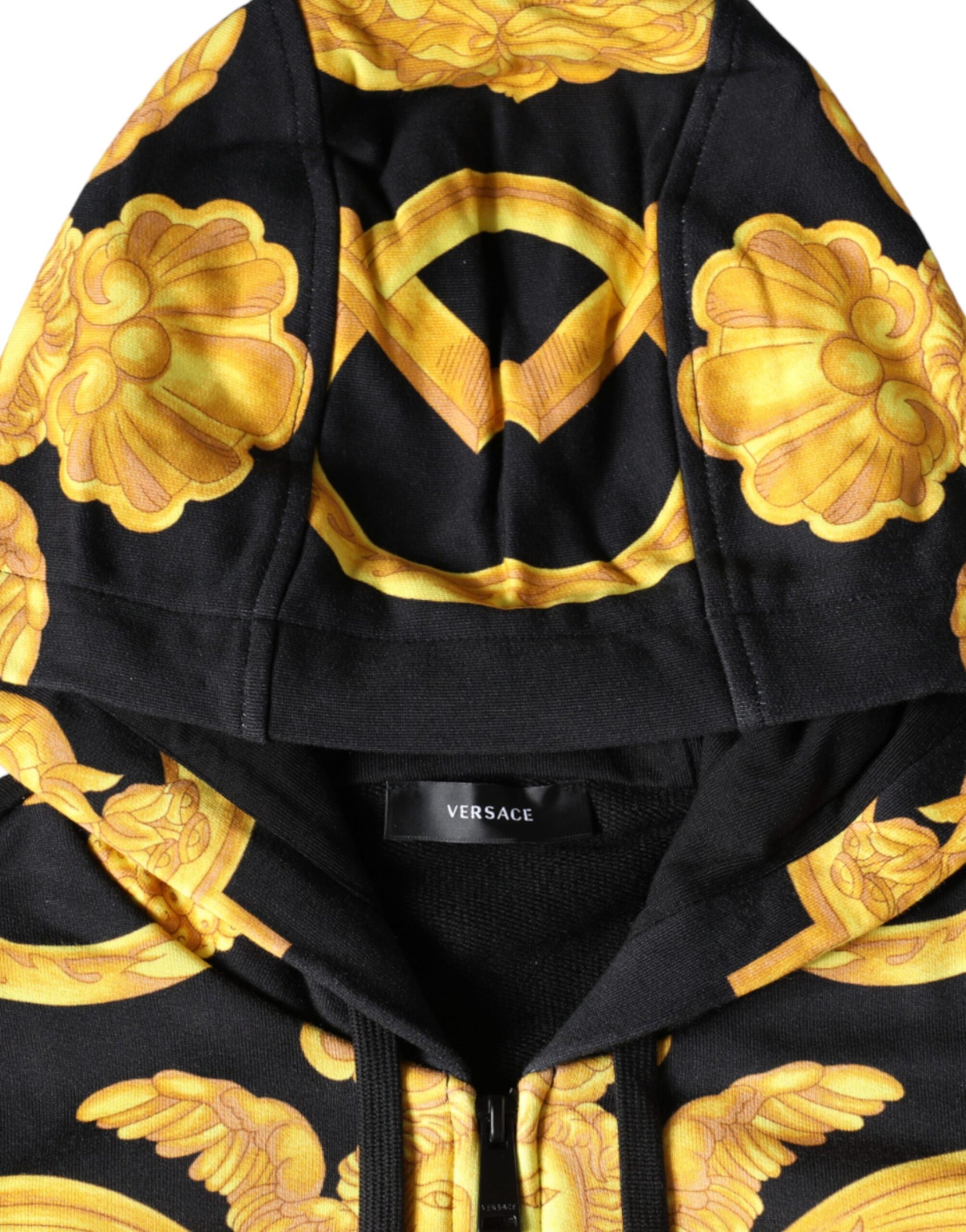 Versace Black Medusa Print Cotton Full Zip HoodieSweatshirt Sweater | Regal Royce