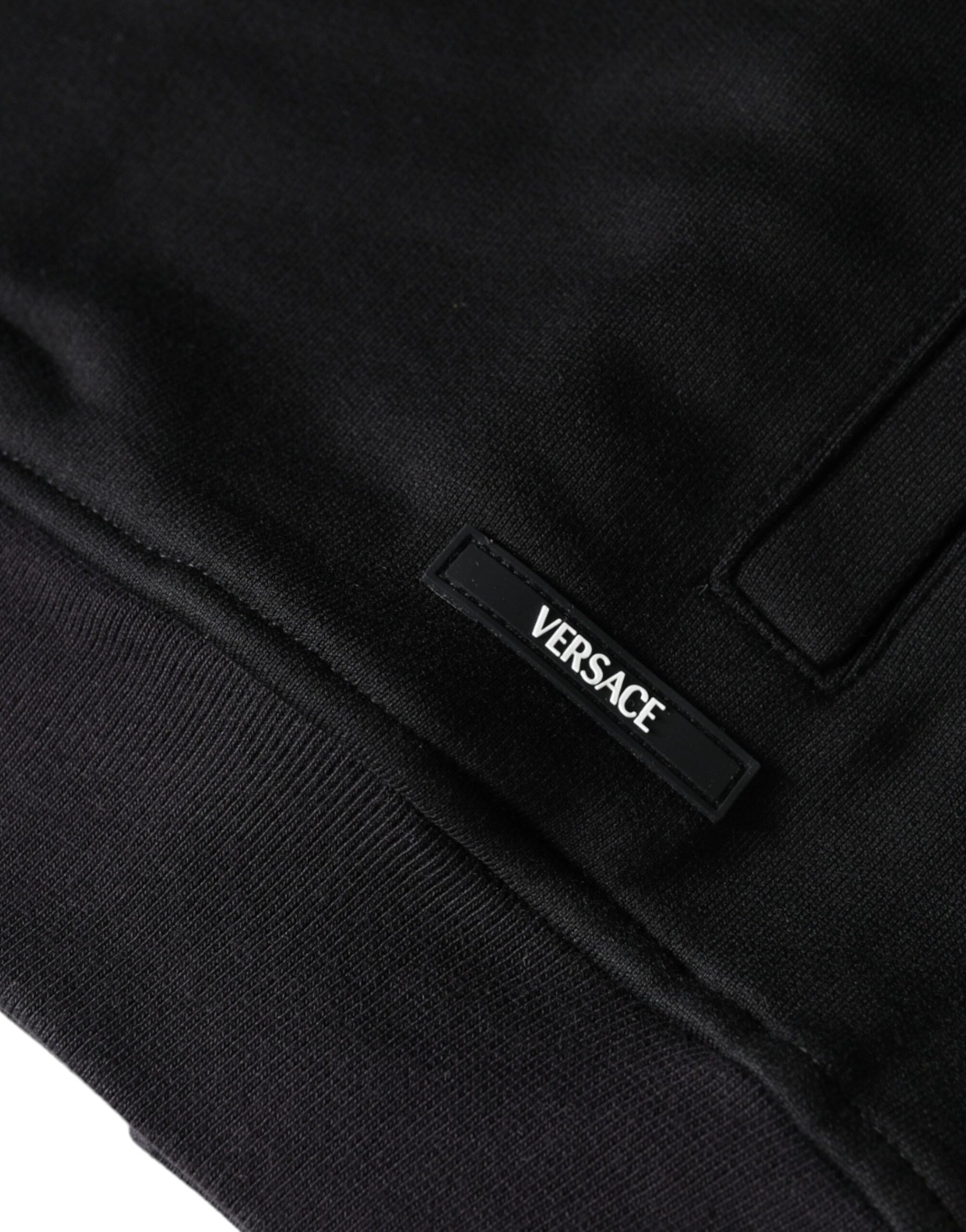 Versace Black Medusa Print Cotton Full Zip HoodieSweatshirt Sweater | Regal Royce