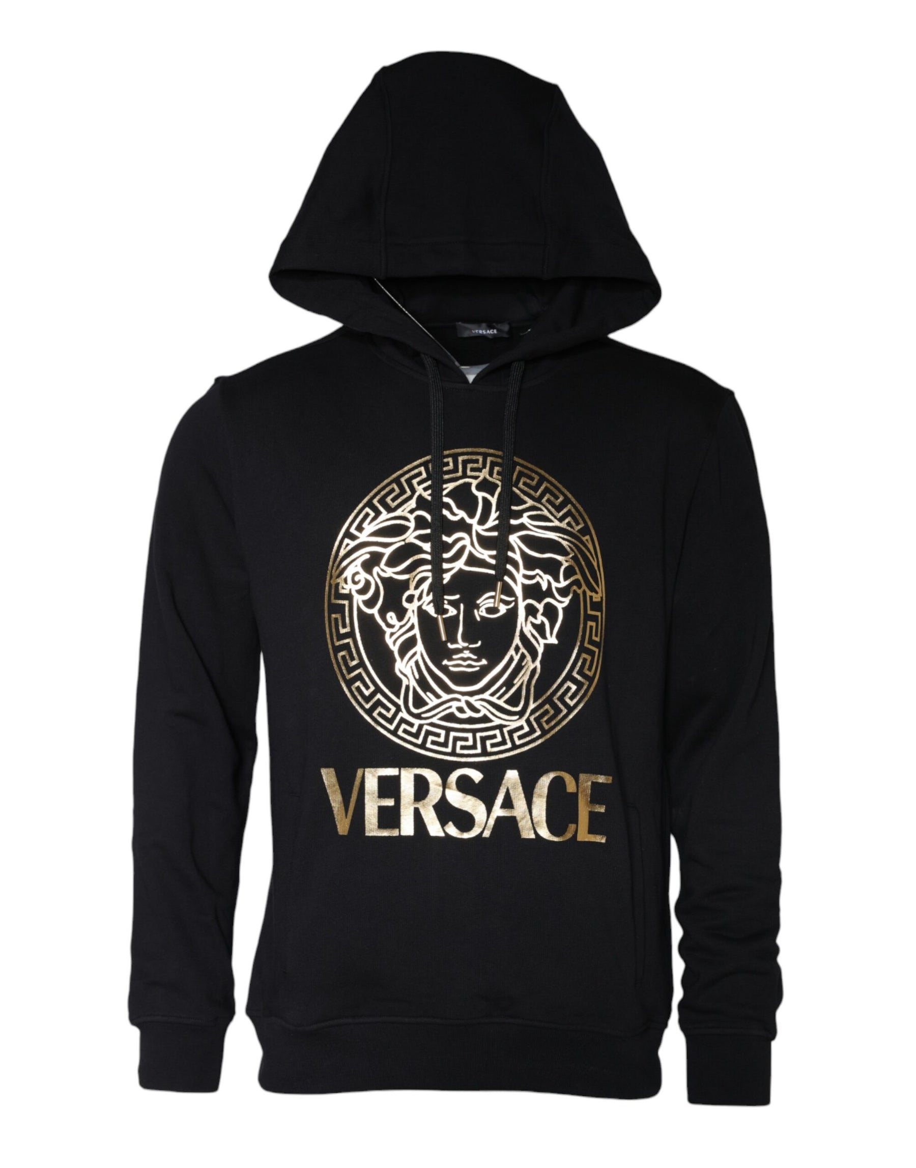 Versace Black Medusa Print Cotton HoodiePullover Sweatshirt Sweater | Regal Royce