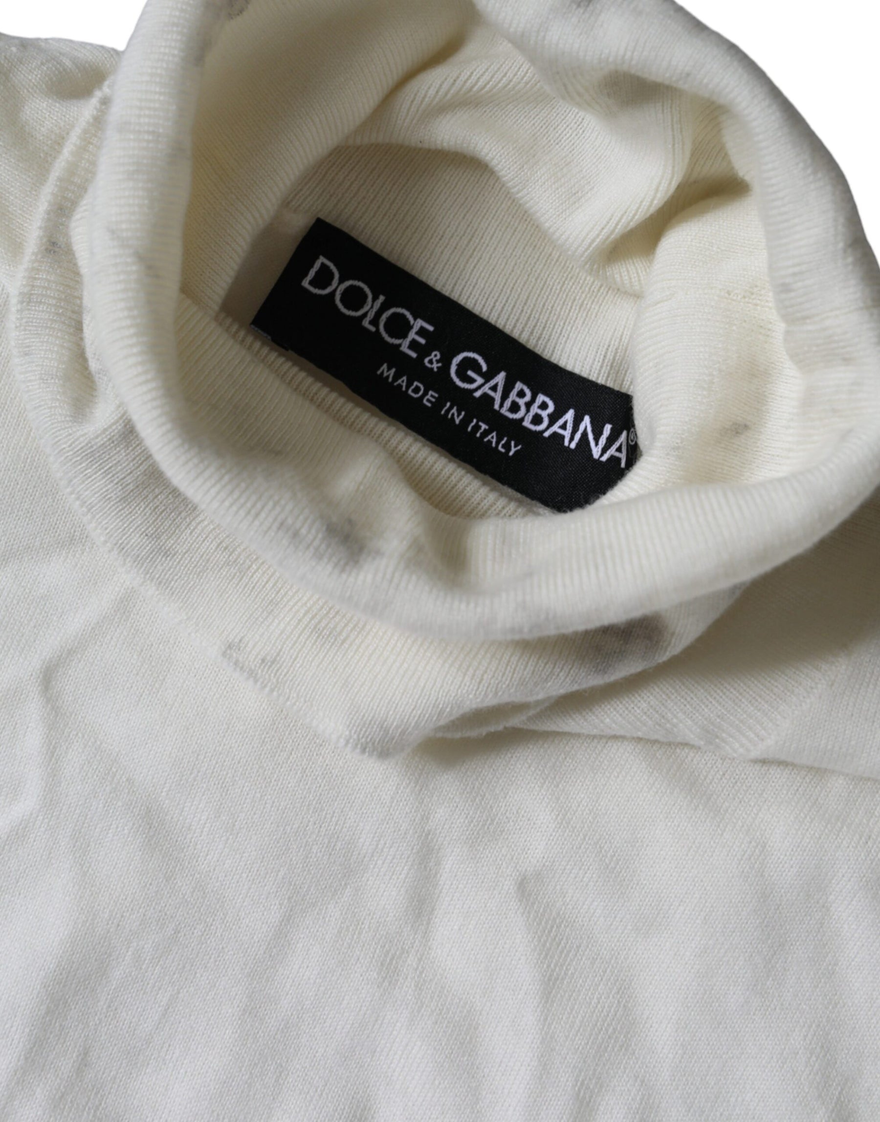 Dolce & Gabbana Off White Wool Turtle Neck Pullover Sweater | Regal Royce
