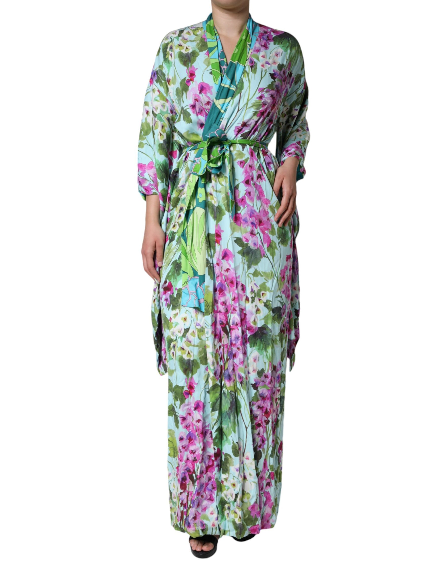 Dolce & Gabbana Multicolor Floral Silk Stretch Wrap Dress | Regal Royce