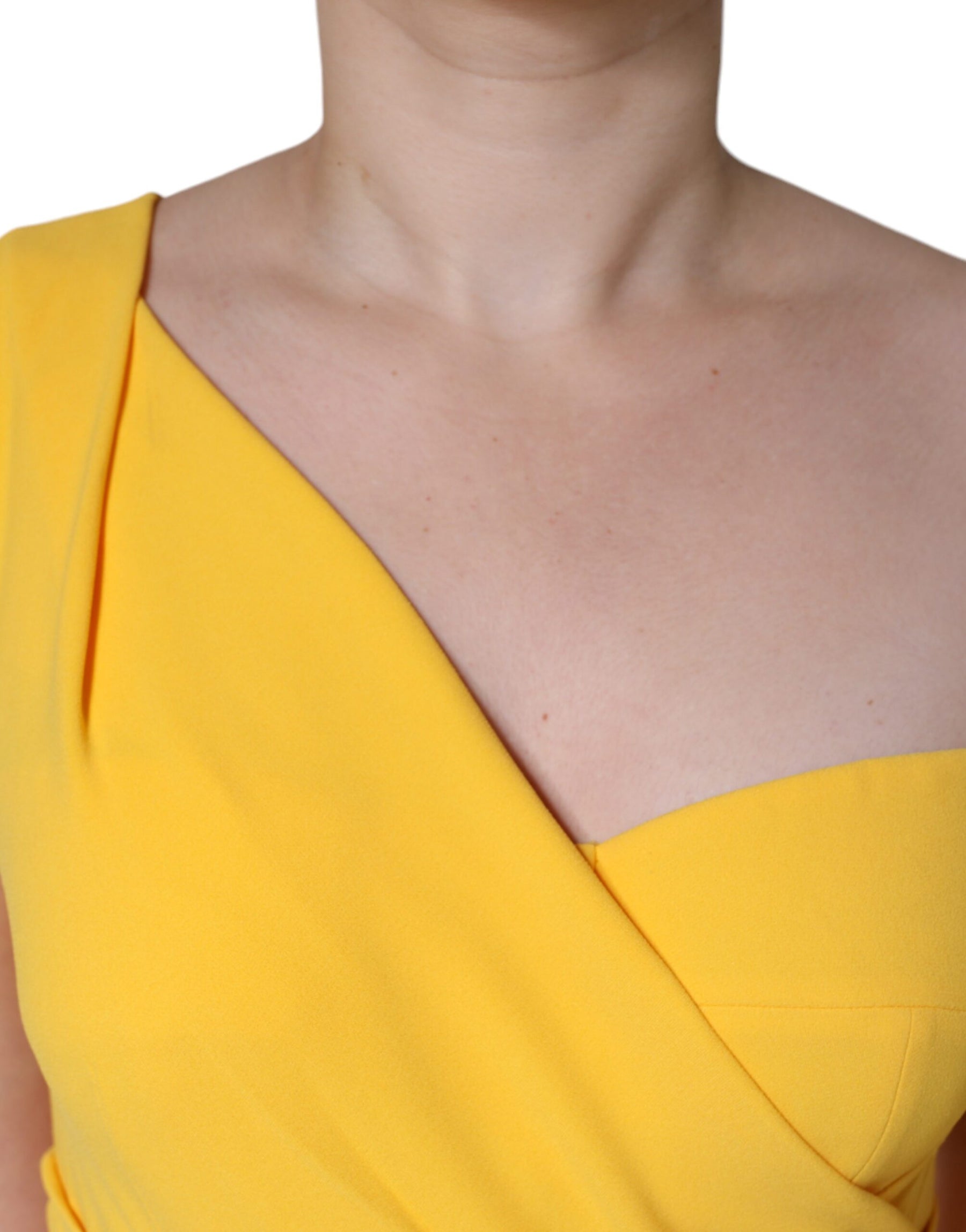 Dolce & Gabbana Yellow One Shoulder Side Slit Midi Dress | Regal Royce