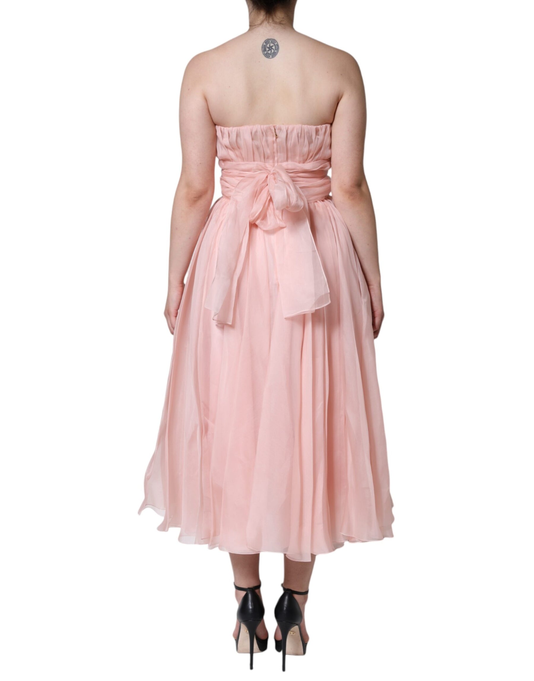 Dolce & Gabbana Pink Silk Strapless Maxi A-line Gown Dress | Regal Royce