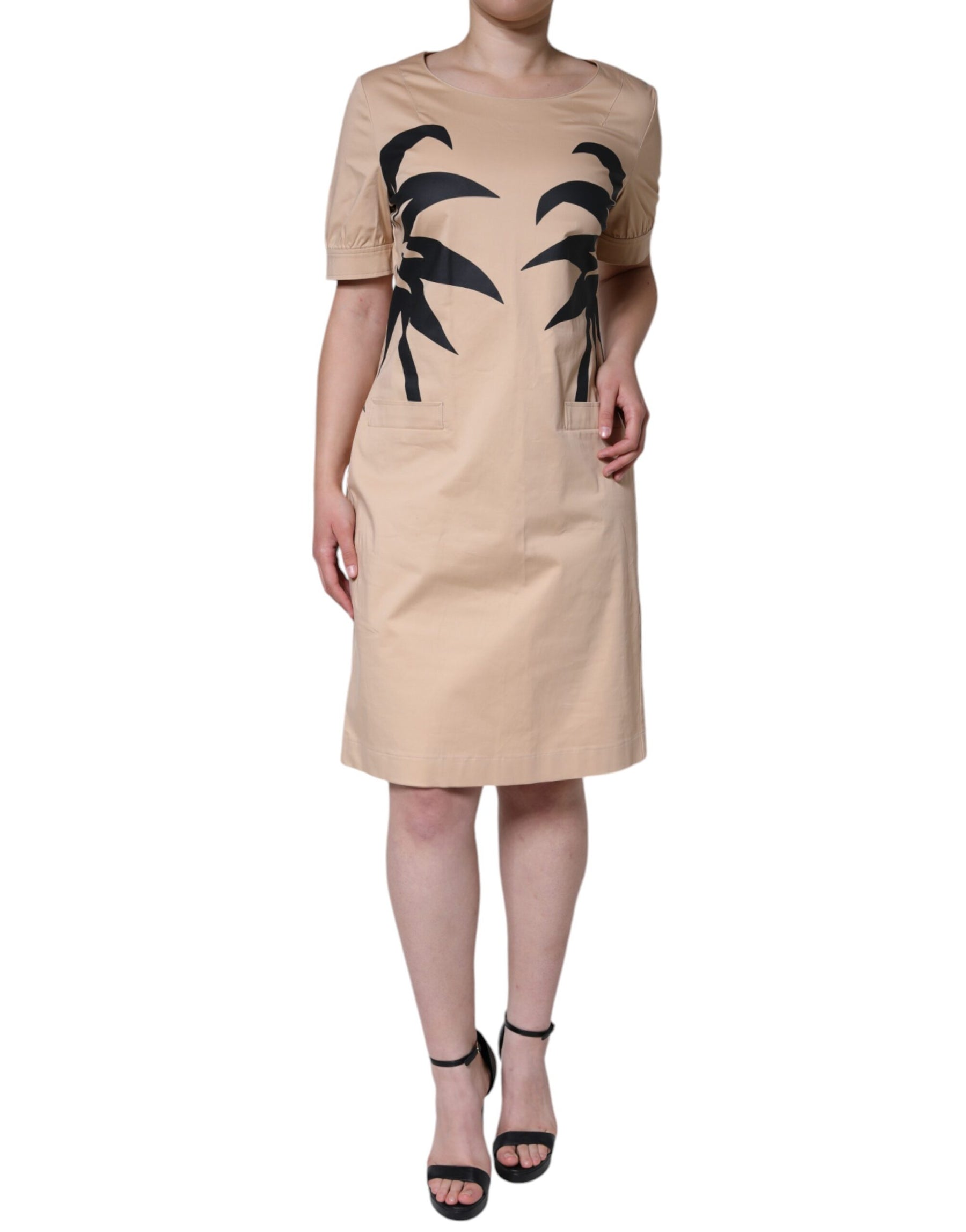 Moschino Beige Cotton Short Sleeve Knee Length Dress | Regal Royce