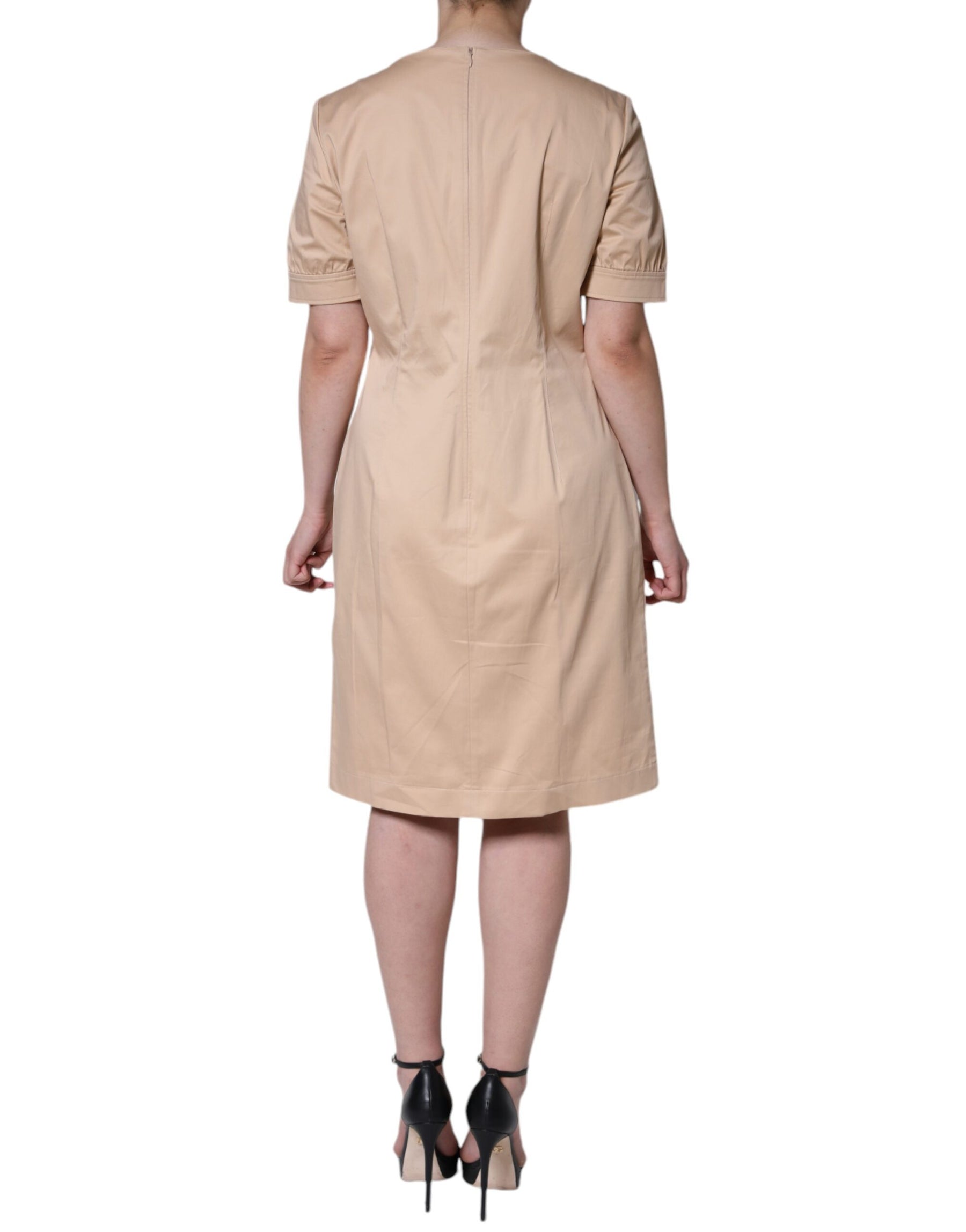 Moschino Beige Cotton Short Sleeve Knee Length Dress | Regal Royce