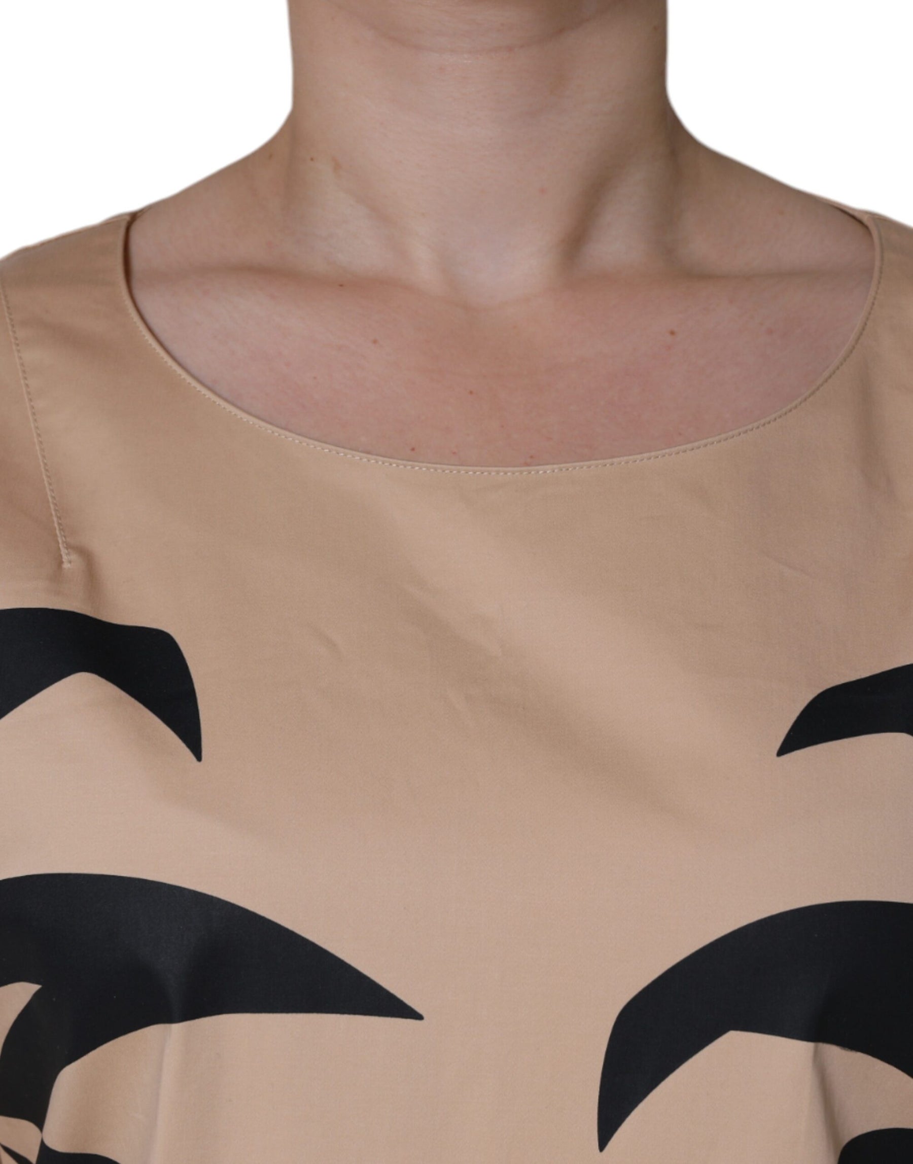 Moschino Beige Cotton Short Sleeve Knee Length Dress | Regal Royce