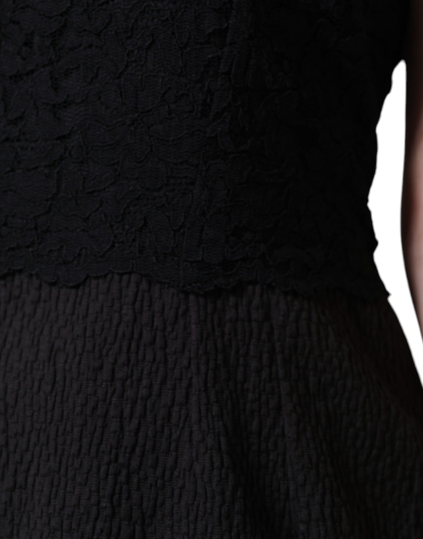 Dolce & Gabbana Black Cotton Sheath Knee Length Dress | Regal Royce