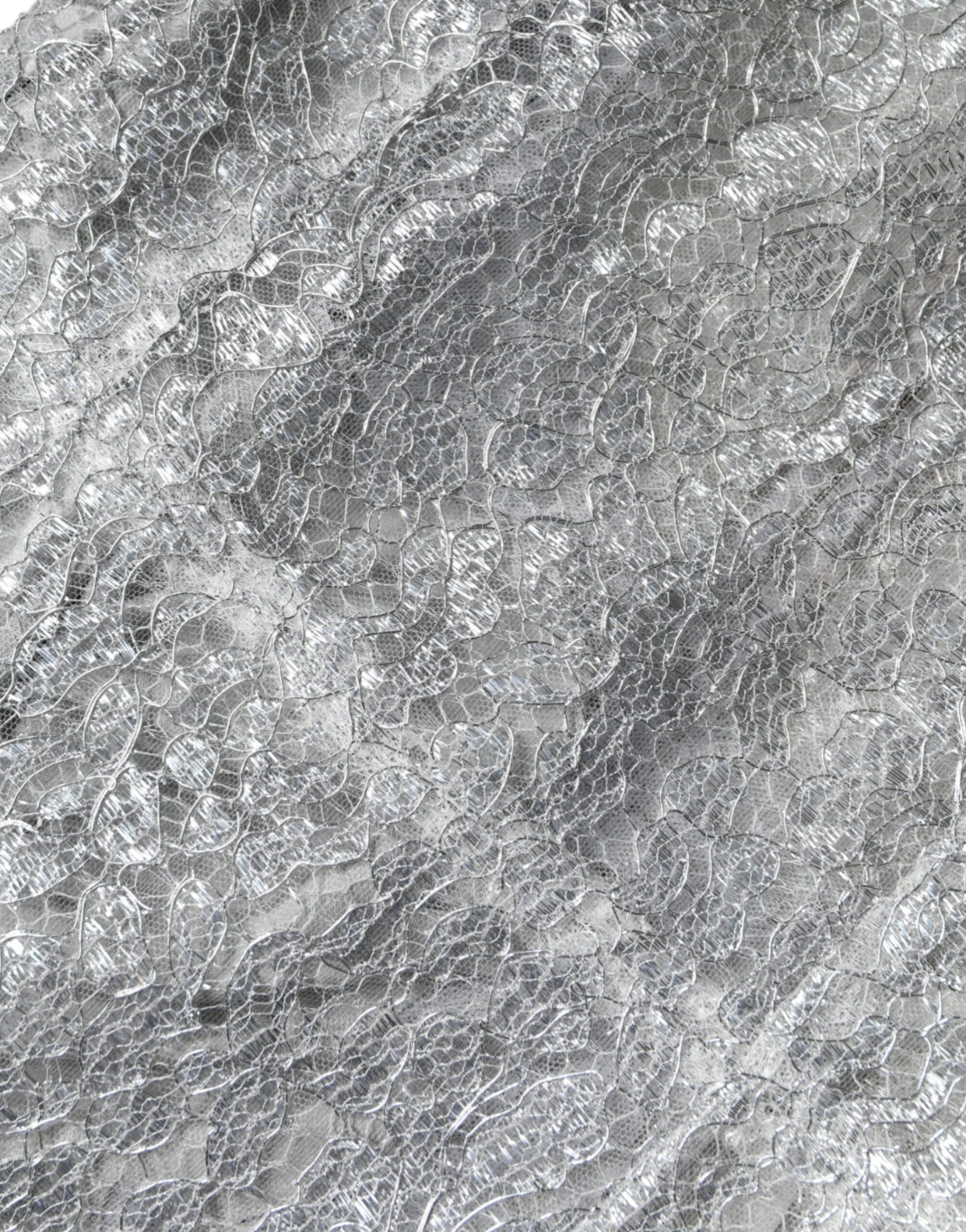 Dolce & Gabbana Silver Floral Lace Bodycon Sheath Midi Dress | Regal Royce