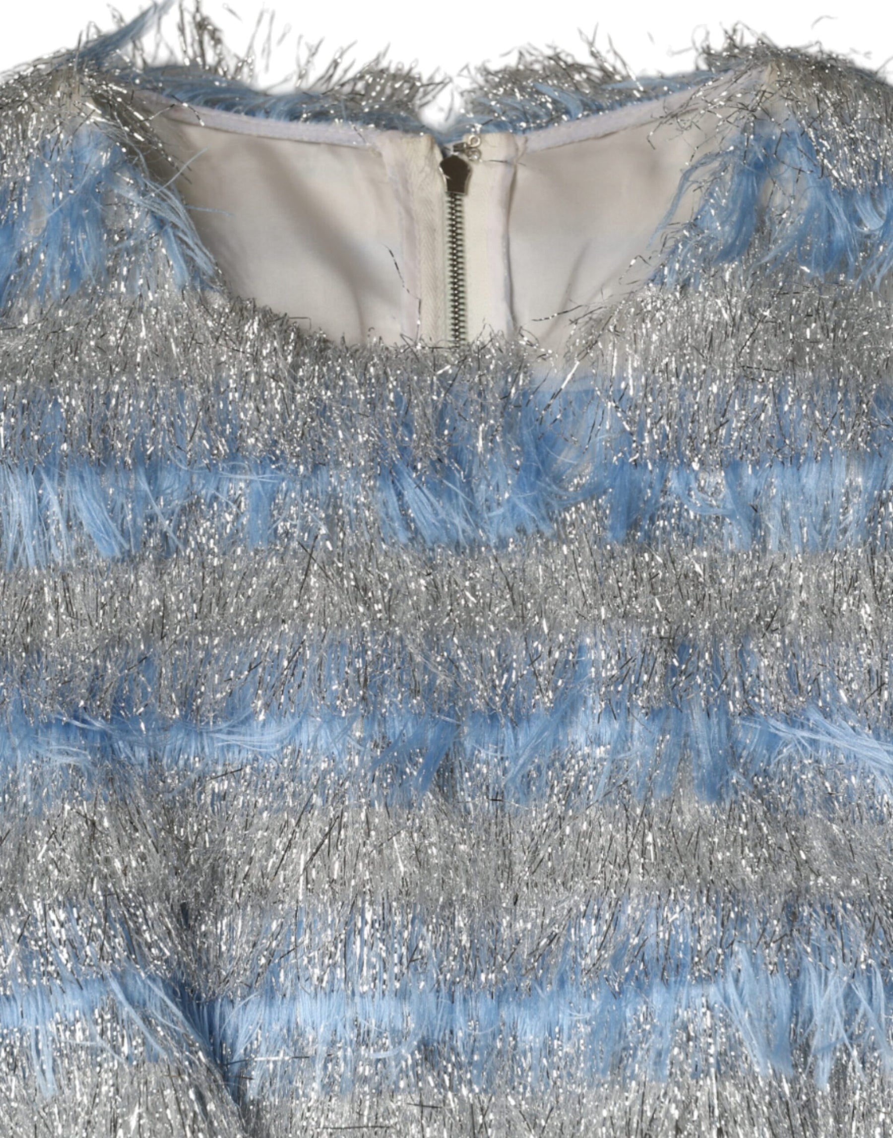 Dolce & Gabbana Light Blue Silver Jacquard A-line Midi Dress | Regal Royce