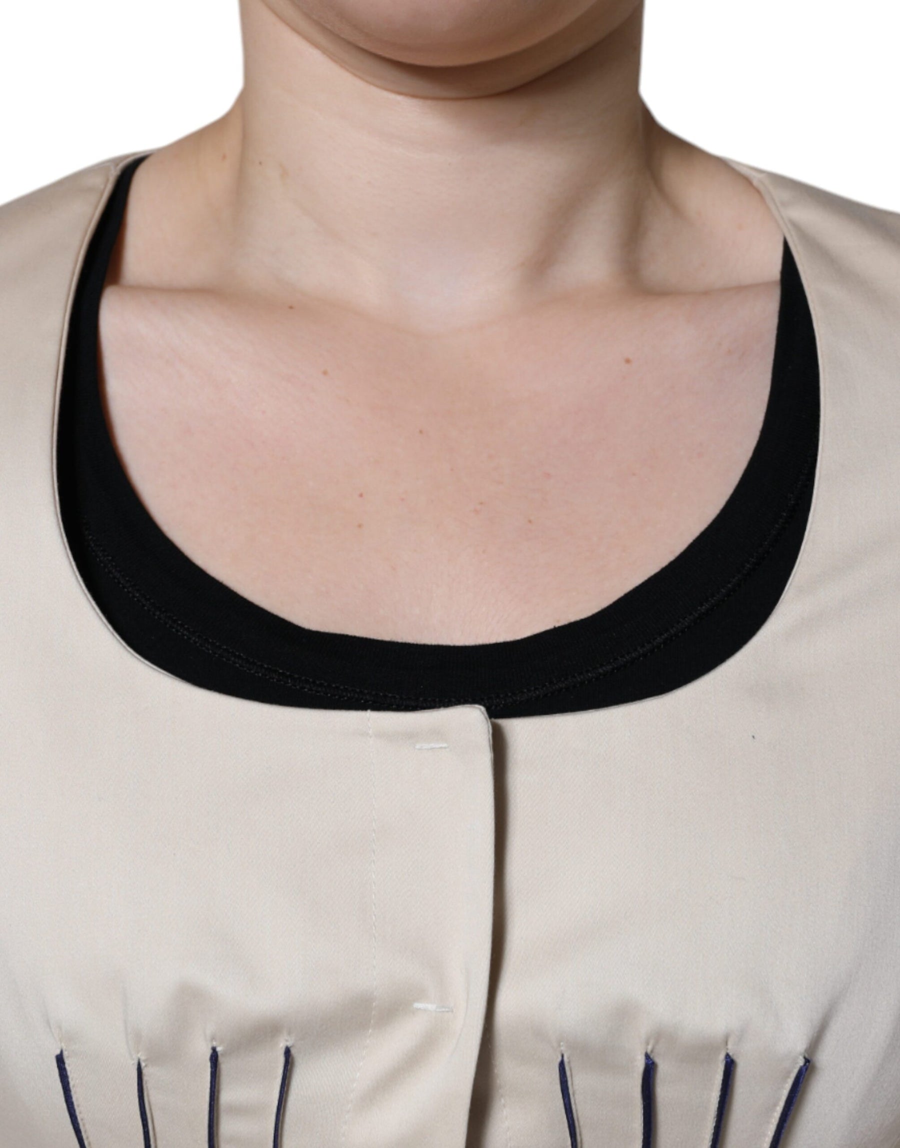 Valentino Beige Cotton Long Sleeves Round Neck Blazer Jacket | Regal Royce