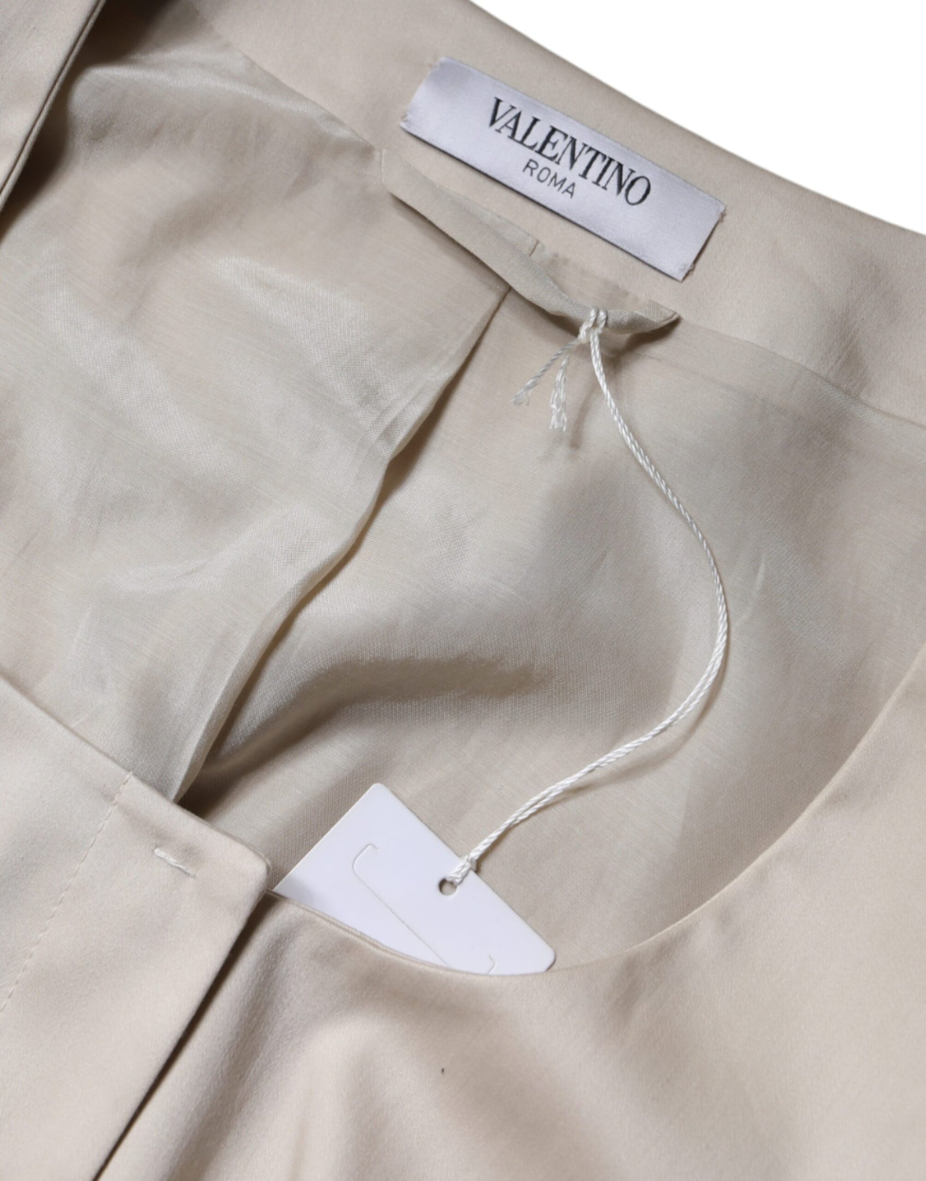 Valentino Beige Cotton Long Sleeves Round Neck Blazer Jacket | Regal Royce